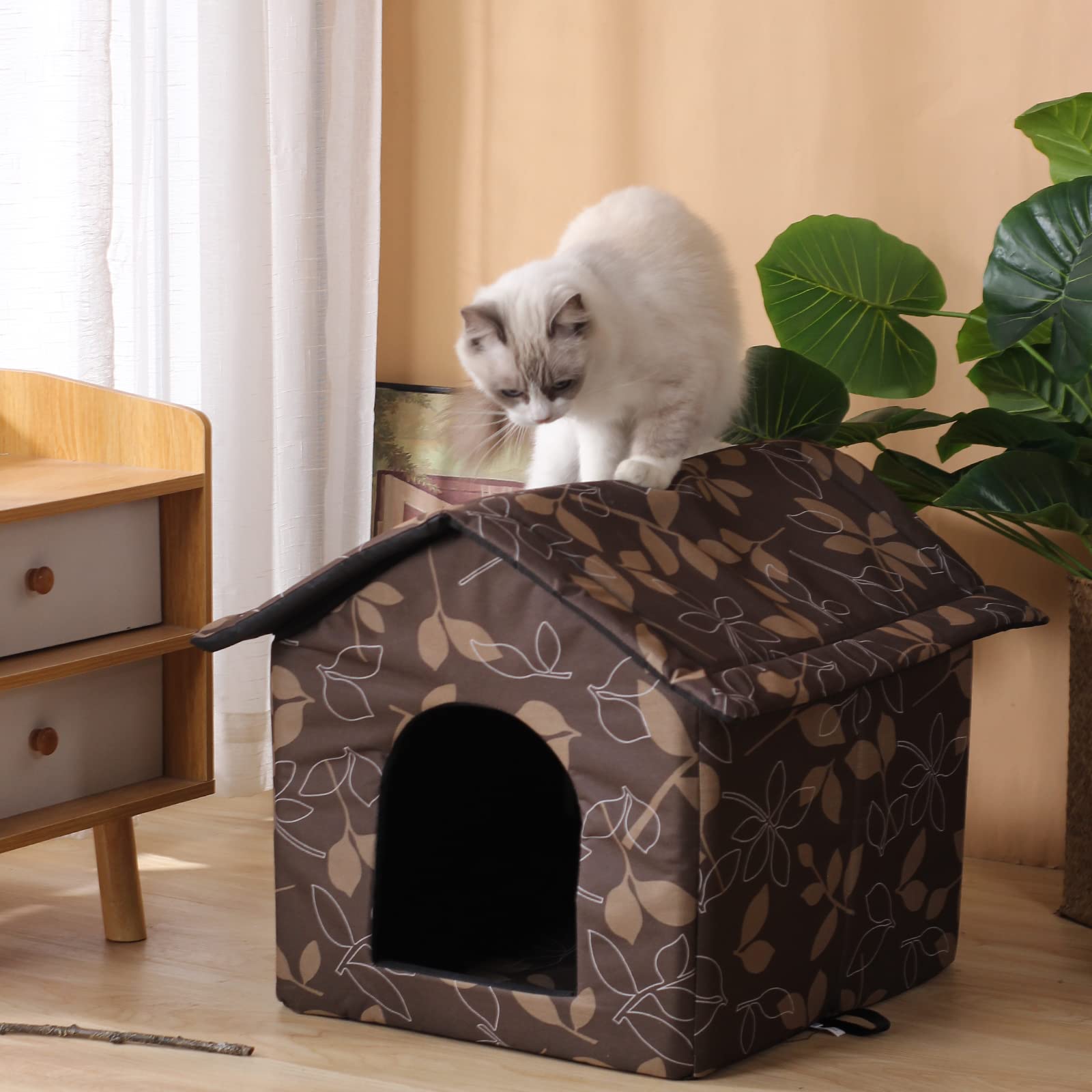 Outdoor Cat House Cat House For Outdoor And Indoor Use - Waterproof Shelter For Cats, Dogs, And Feral Animals (Large, Black Cat