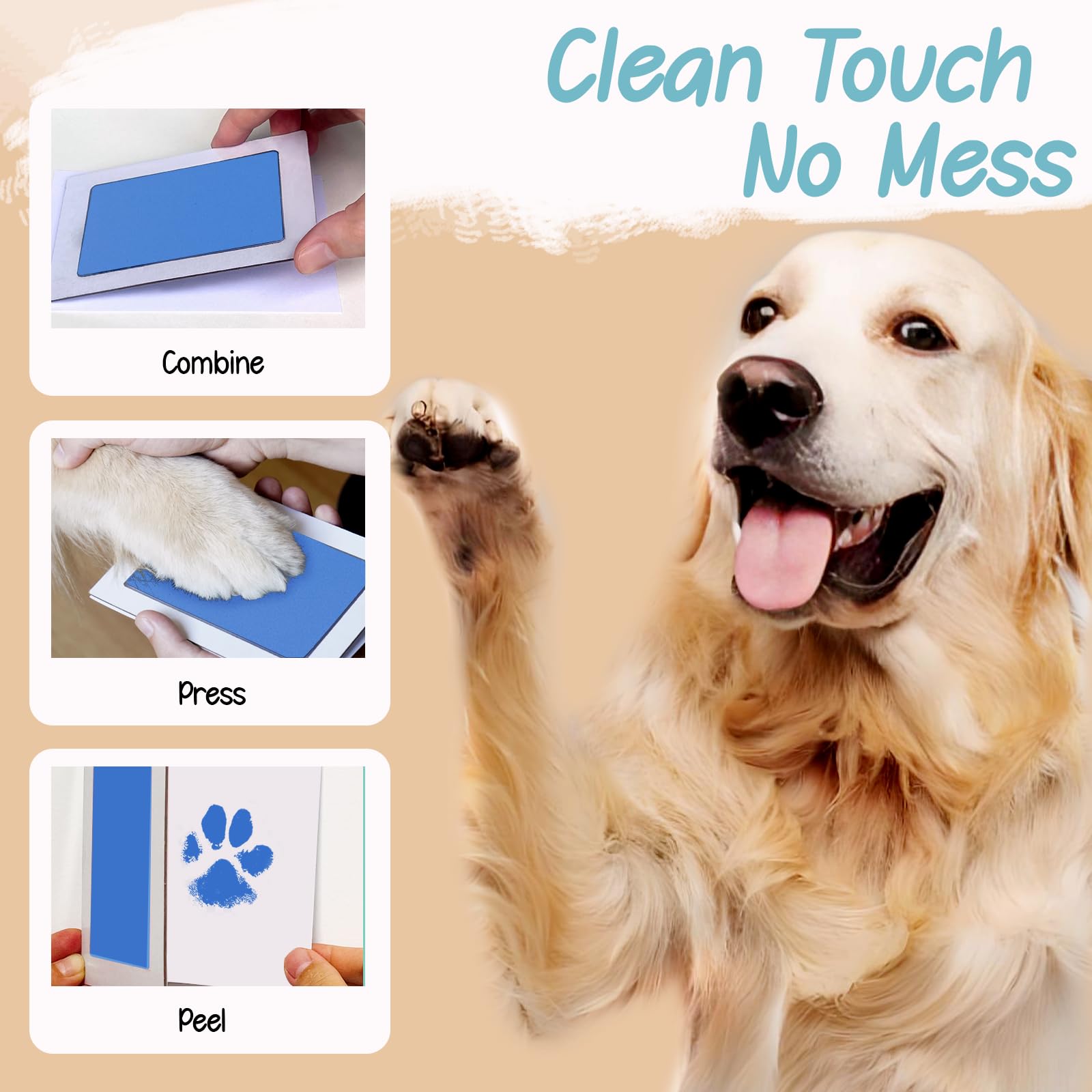 Tubuui Paw Print Kit For Dogs Cats,Clean Touch Ink Pad For Baby, Inkless Baby Hand And Footprint Kit, Dog Nose Print Kit,No Mess