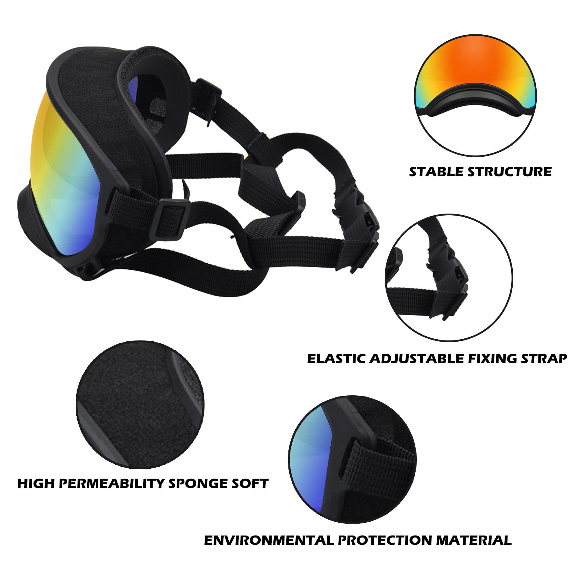 Large Dog Sunglasses With Adjustable Strap Uv Protection, Winproof, Suitable For Medium-Large Dogs