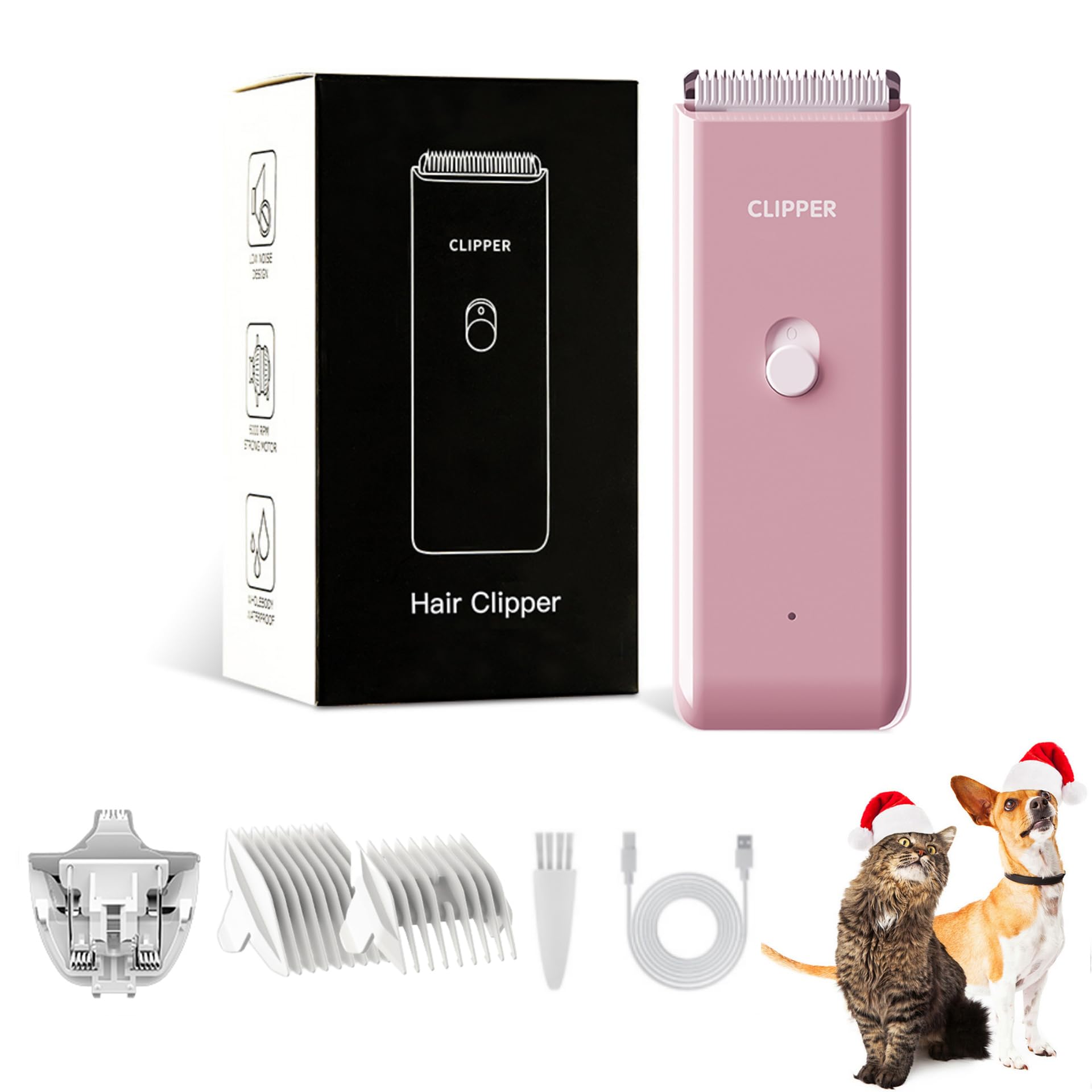 Founouly 2-In-1 Professional Dog Grooming Kit - Low Noise, Waterproof, Usb Rechargeable, And Safe Ceramic Blade - Gift For Dogs 