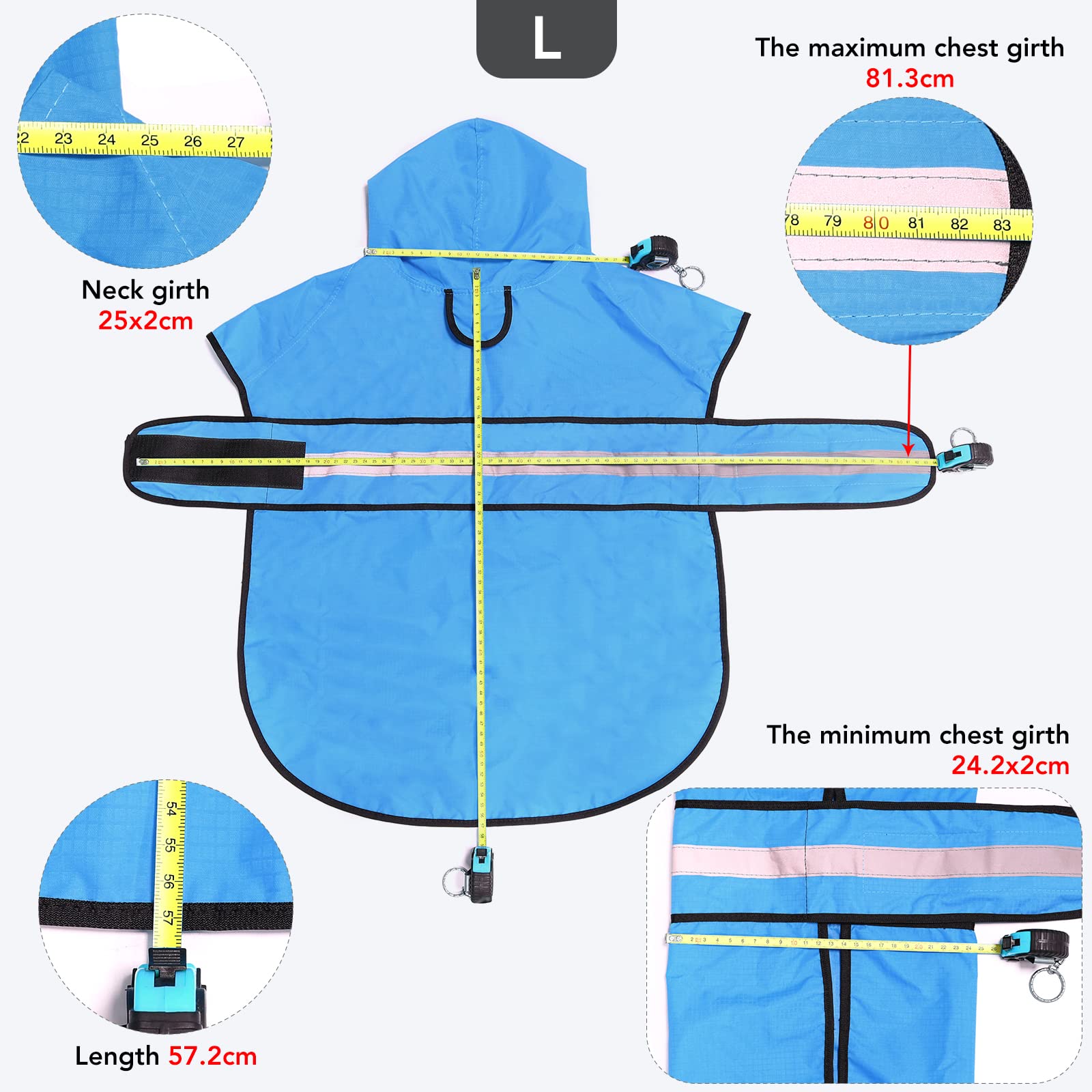 Ezierfy Waterproof Hooded Dog Raincoat - Adjustable Reflective Pet Jacket, Lightweight Dog Slicker Poncho For Small To X- Large Dogs And Puppies (Blue, Large)