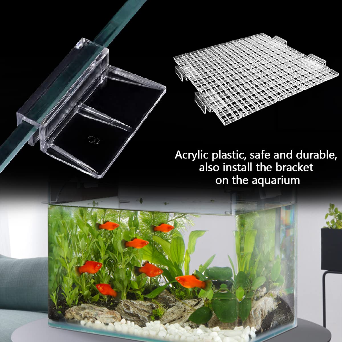 LEEFONE 16 PCS 6mm Acrylic Aquarium Cover Clip, Clear Fish Tank Glass Cover Clip Support Holder Universal Lid Clips for Rimless