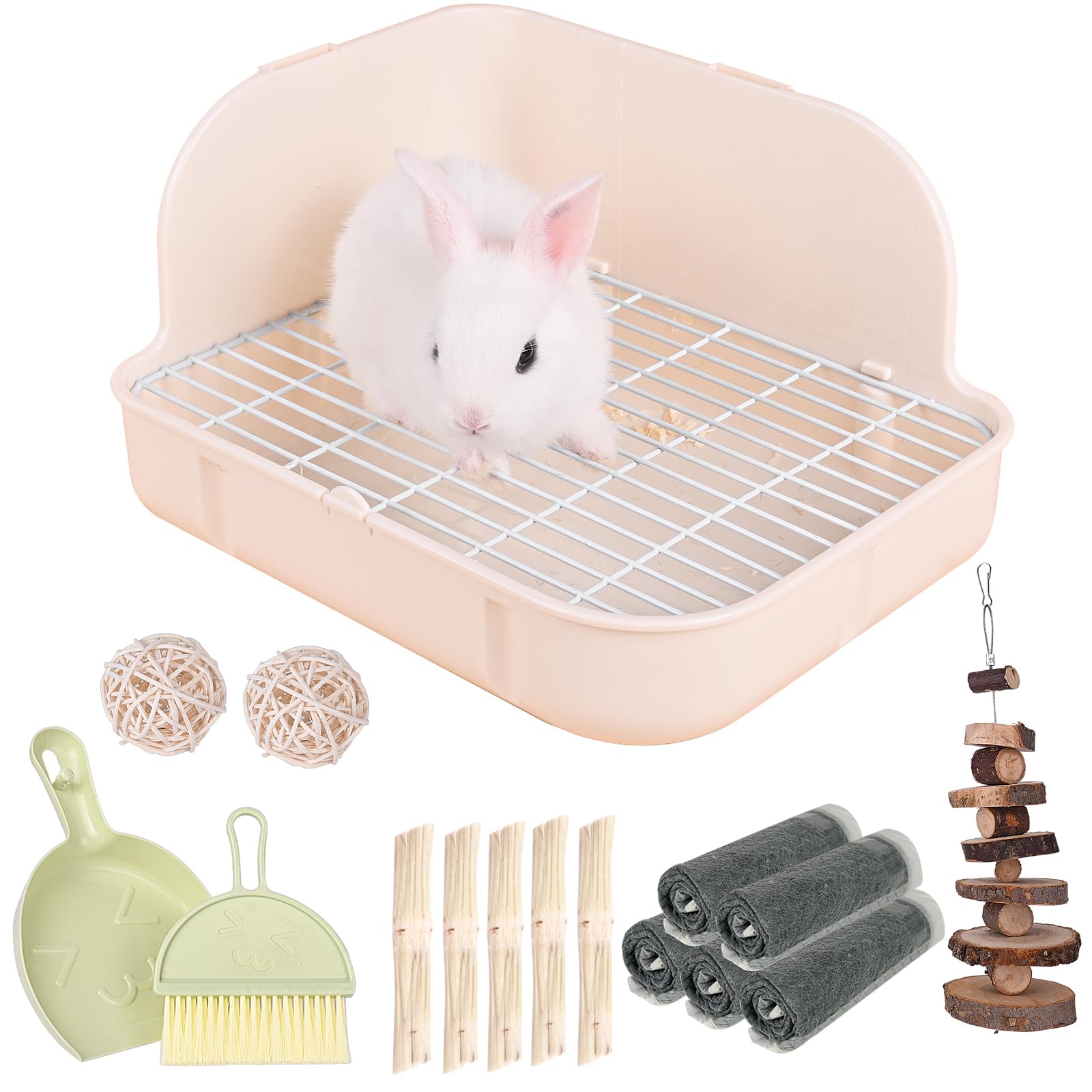 Rubyhome Rabbit Litter Box Toilet, Plastic Square Cage Box Potty Trainer Corner Litter Bedding Box Pet Pan For Small Animals, Ra