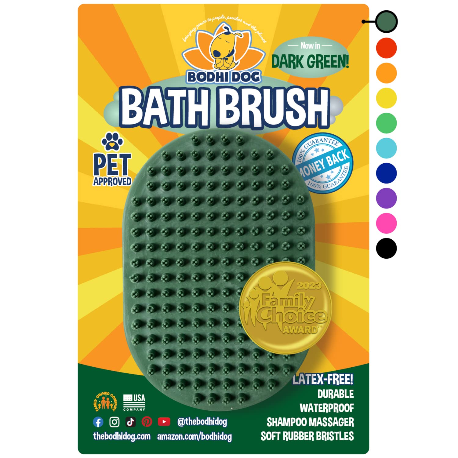 Bodhi Dog Grooming Brush | Pet Shower Supplies For Cats & Dogs | Long & Short Hair Scrubber | Professional Quality Wash Brush (D