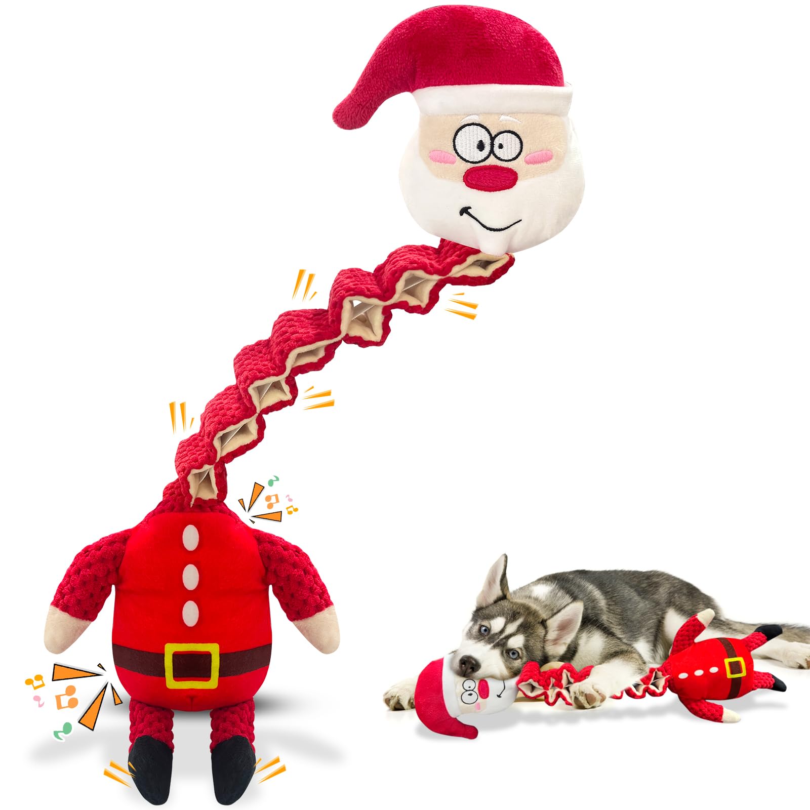 Kachewlulu Christmas Large Interactive Dog Toys: Squeaky Plush Stuffed Dog Toy For Large Dogs - Big Chew Santa Dogs Toys For Pup