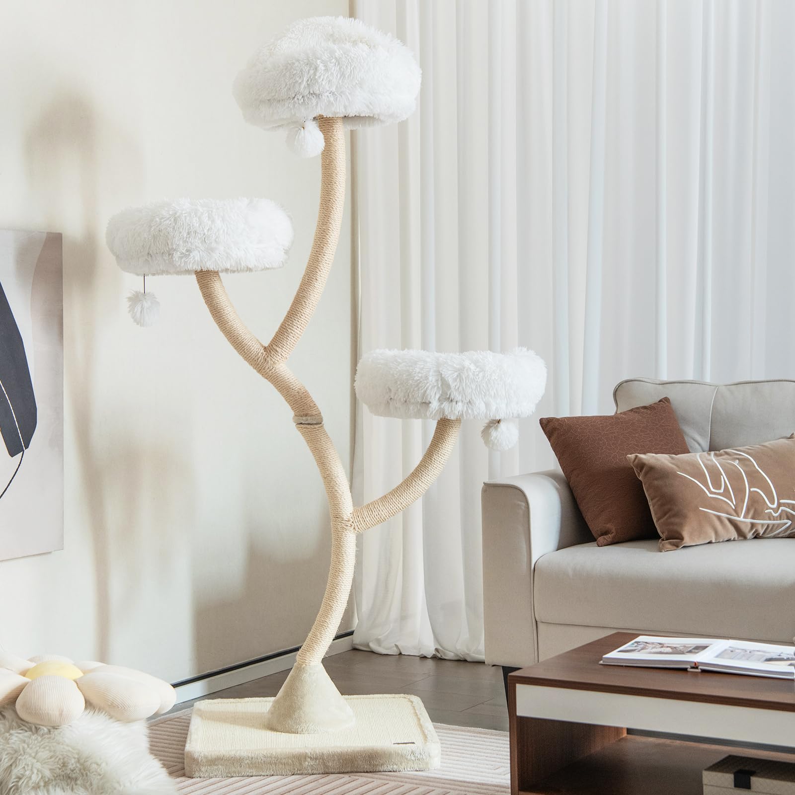 Tangkula Tall Cat Tree, 70 Inch Multi-Level Large Cat Tower With 3 Warm Perches, 3 Jingling Balls, Sisal Scratching Posts & Boar