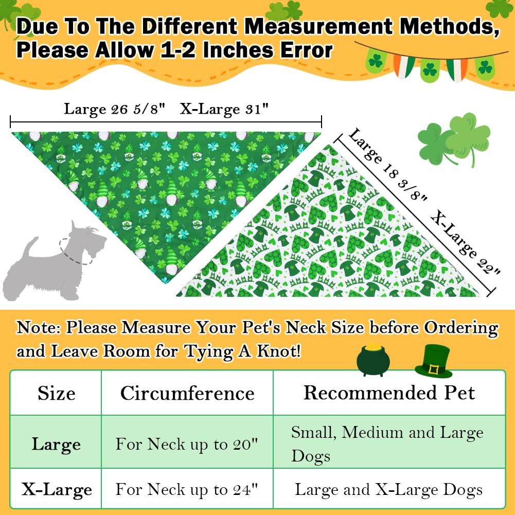 Vivifying St. Patrick'S Day Dog Bandana, 2 Pack Bandanas For St. Patrick'S Day Clothes Outfits, Reversible Triangle Dog Scarf, P