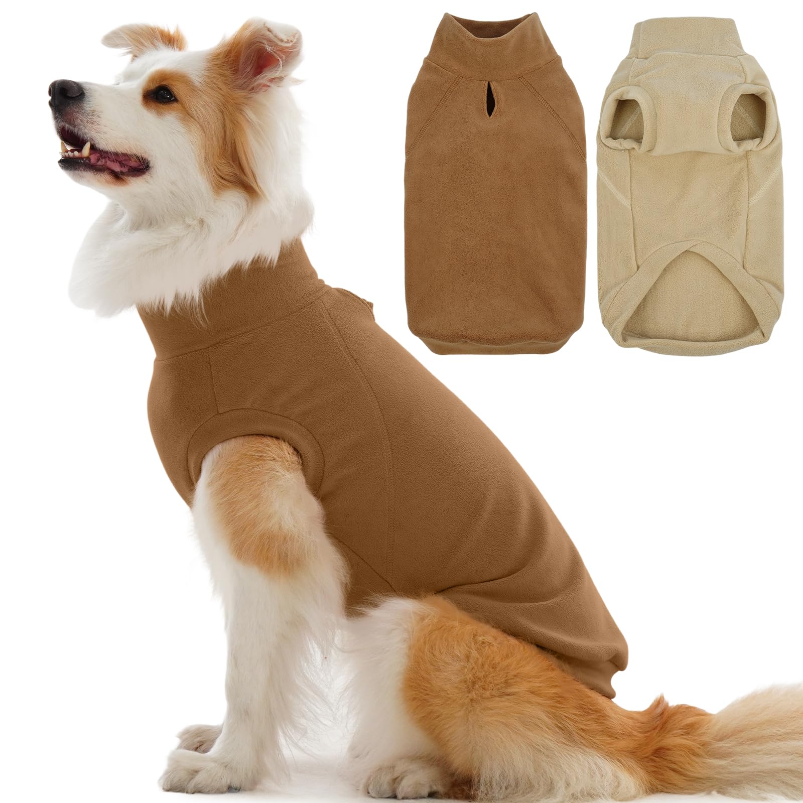 IECOii 2 Pack Large Fleece Dog Sweaters - Soft Winter Fleece Sweatshirts Warm Pullover Vest for Big Dogs, Cold Weather Coats for