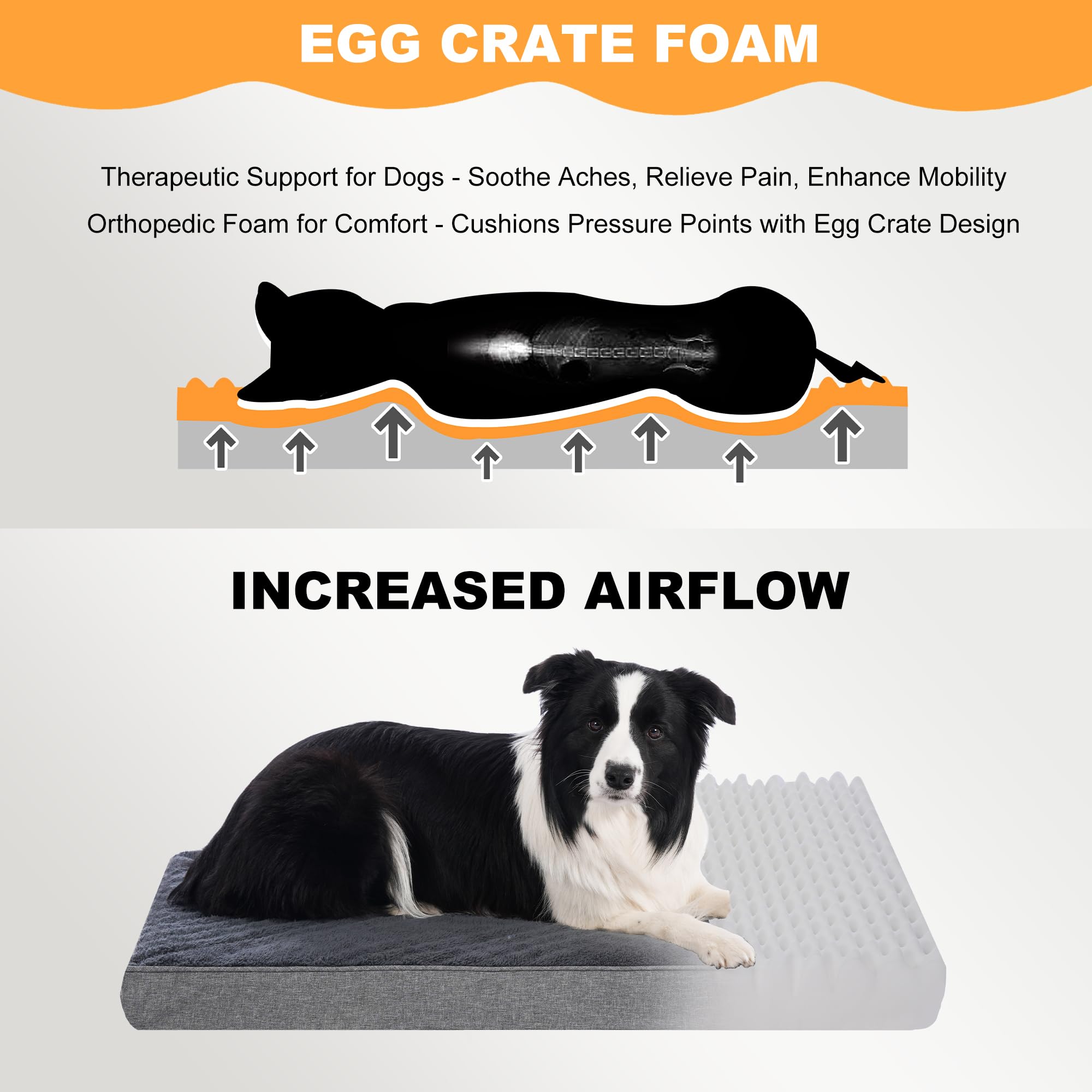 Softhola Orthopedic Dog Bed For Large And Medium Dogs, Dog Mat With Removable Washable Cover & Anti-Slip Bottom,Egg Crate Foam P