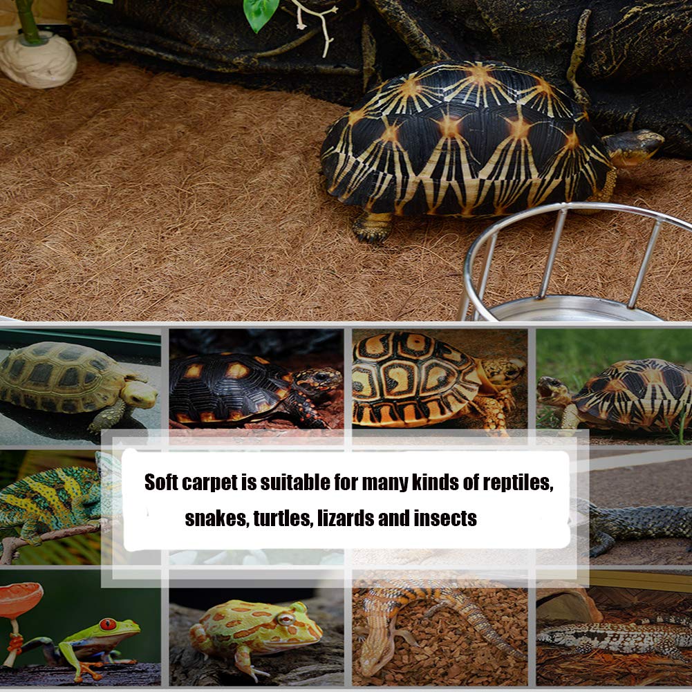 Hamiledyi Reptile Carpet Natural Coconut Fiber Tortoise Carpet Mat For Pet Terrarium Liner Reptile Supplies For Lizard Snake Chamelon Turtle Bedding Bunny Rabbit Mat (2*Sheets)
