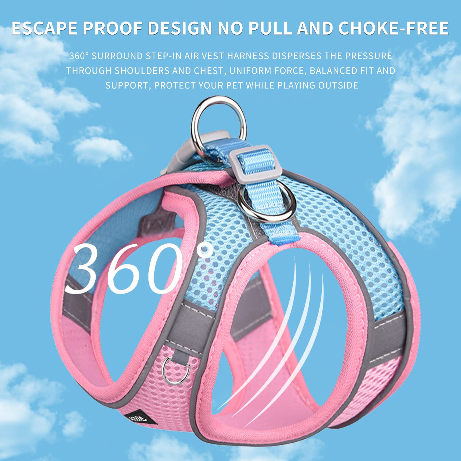 Aiitle Small Harness For Puppy With A Leash - Spring Dog Vest Harness With Super Breathable Mesh, Reflective No-Pull Pet Harness