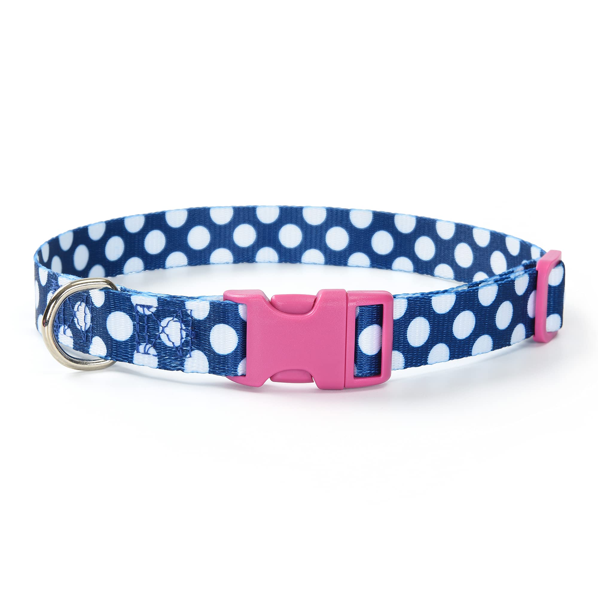Mile High Life Dog Collar | Cute Puppy Collars | Lightweight Girl Dog Collar | Soft Boy Dog Collars | W Geometric Plaid Wave Line Pattern (Blue/White, Medium)