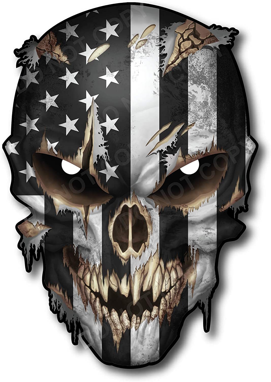 Decals By Haley Black And White Skull Decal - Premium Skull Stickers For Trucks And Cars - American Flag Stickers With White Ref