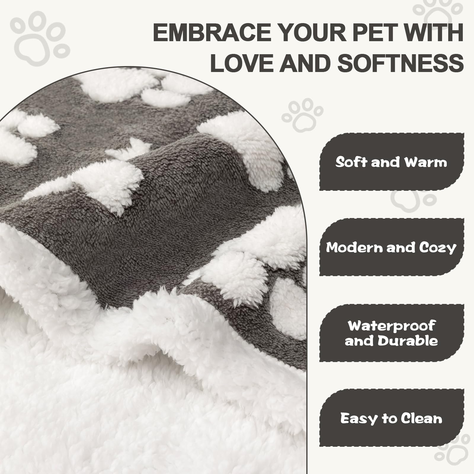 Yaning Waterproof Blanket For Dog Cat Or Adult, Cute 3D Textured Paw Dog Blanket For Bed Couch Sofa, Soft Liquid Pee Proof Pet F