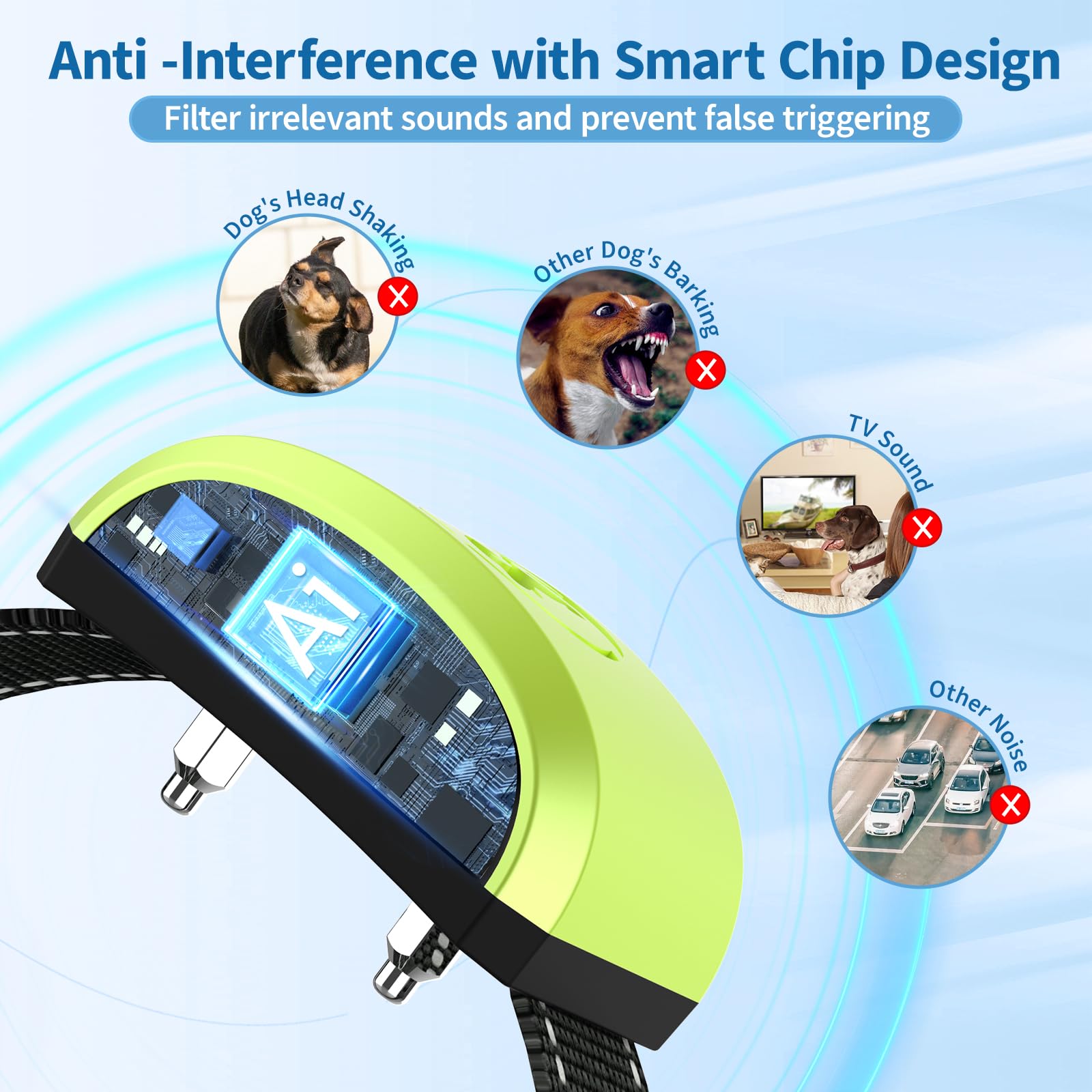 Dog Bark Collar,Bxq Bark Collar For Large Dog With 4 Training Modes And 8 Sensitivity, Rechargeable Humane Barking Collar With 8