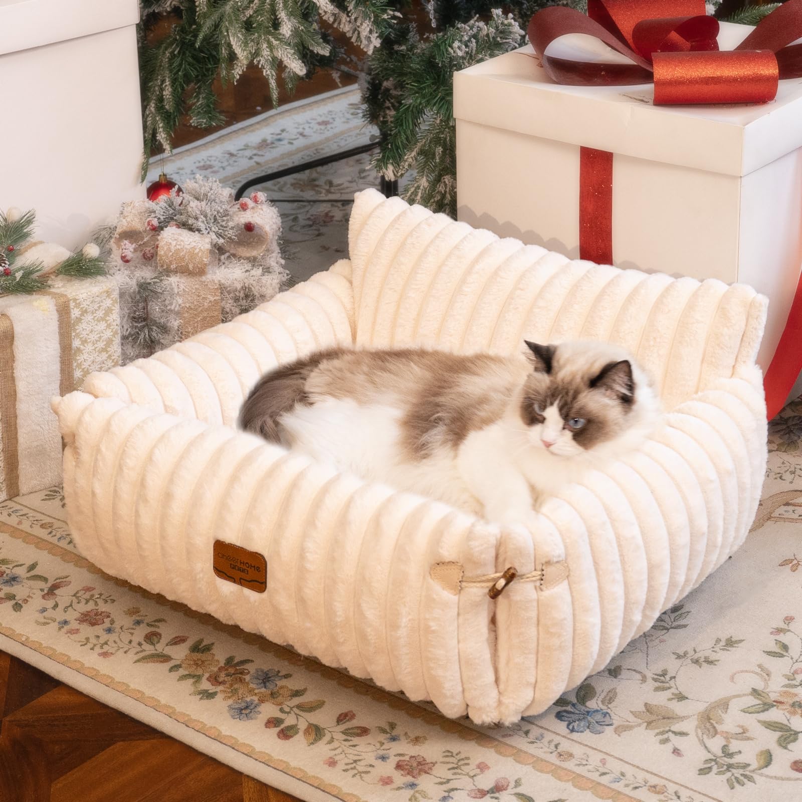 Cheerhome Pets Cat Couch Bed For Indoor Cats Fluffy Cat Sofa Recliner With Removable Washable Cover Cute Pet Lounge Suitable For