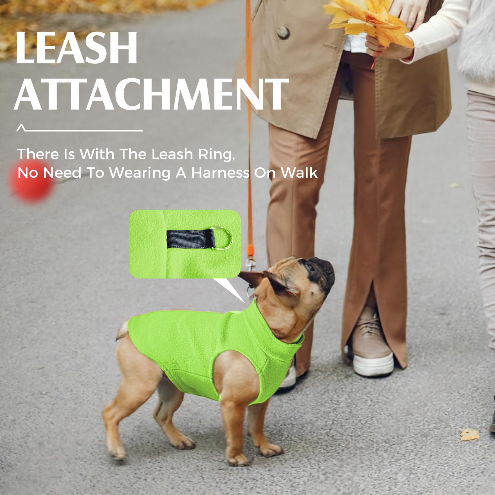 Soft Fleece Dog Sweater Vest With D Ring Leash - Warm Pullover Jacket For Small, Medium, Large Dogs (Green, Xl)