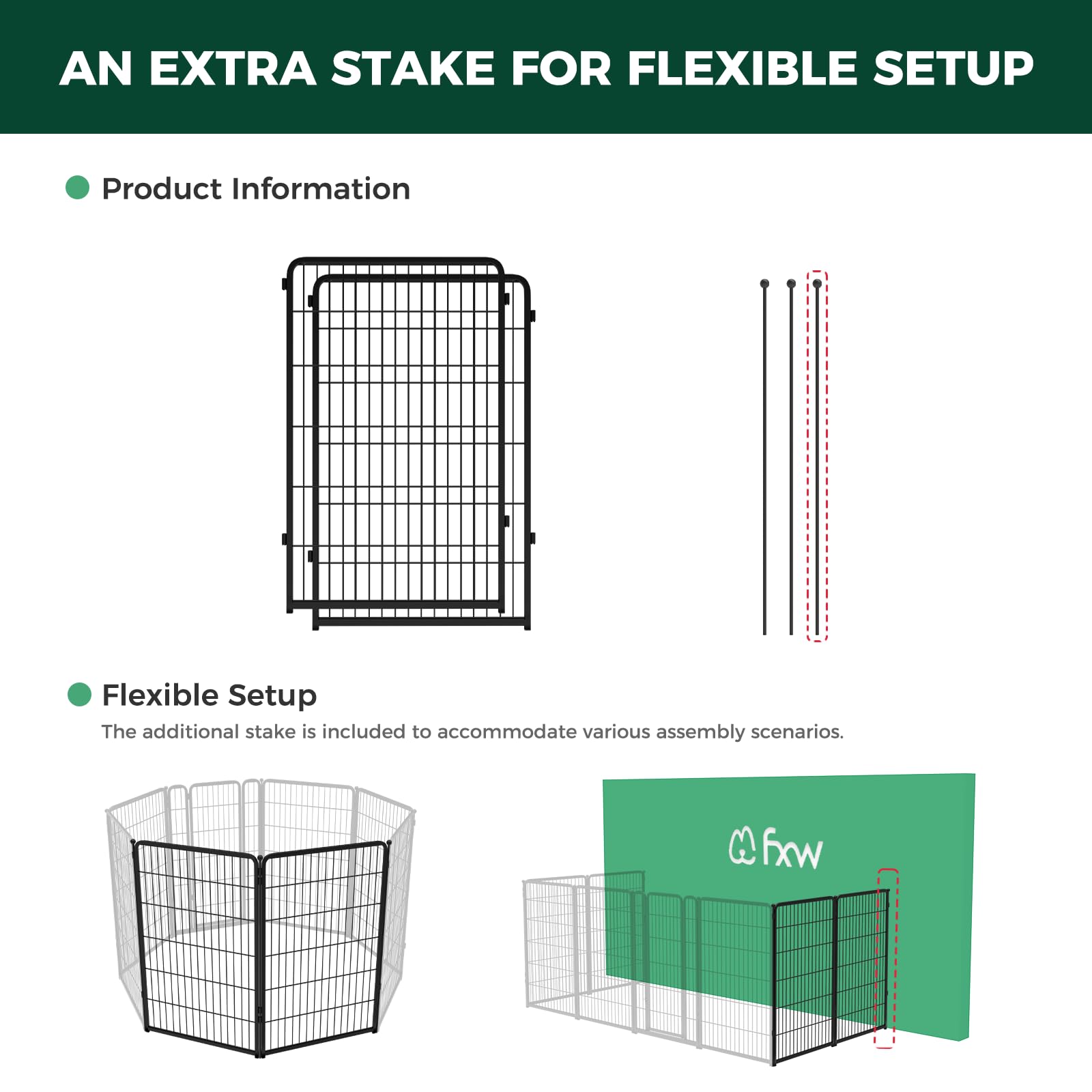 Fxw Homeplus Dog Playpen For Indoor Use - Stress-Free And Safe Play, Heavy Duty 45 Inch 2 Panels Dog Pen For Large Dogs, Blackpa