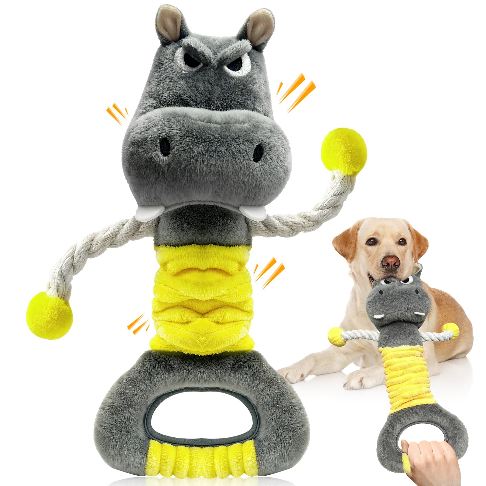 Fuufome Large Squeaky Plush Dog Toys for Small, Medium, and Large Dogs Daily Companionship, Training, Tug of War Puppy Toys to K