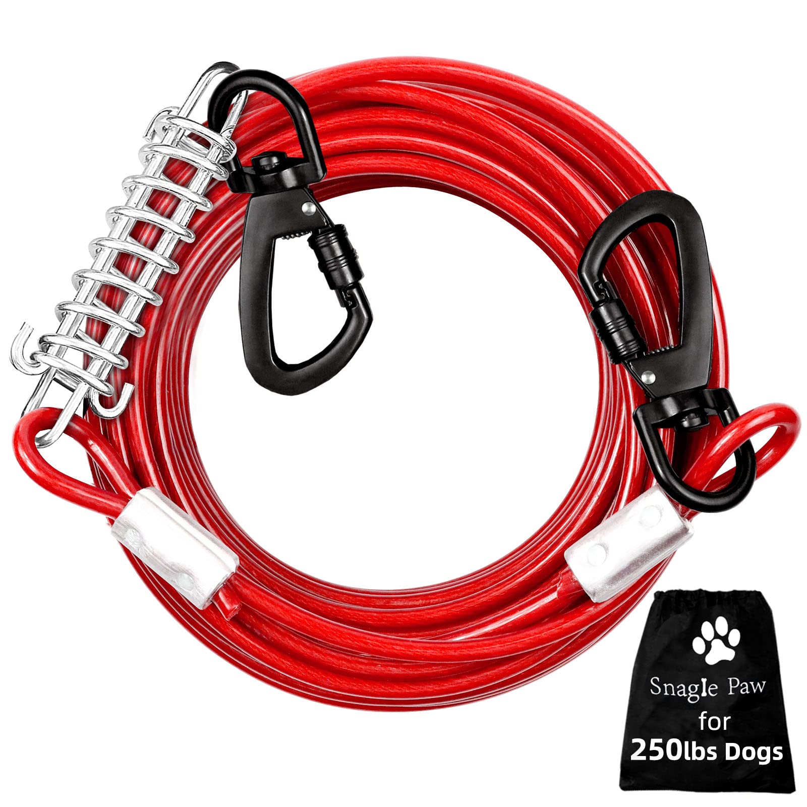 Dog Tie Out Cable Chew Proof 30Ft, Dog Lead Heavy Duty, Dog Leads For Yard 30Ft & Dog Runner Cable, Solid Large Dogs Tie Out Cable With Spring For Training Outside Yard & Camping