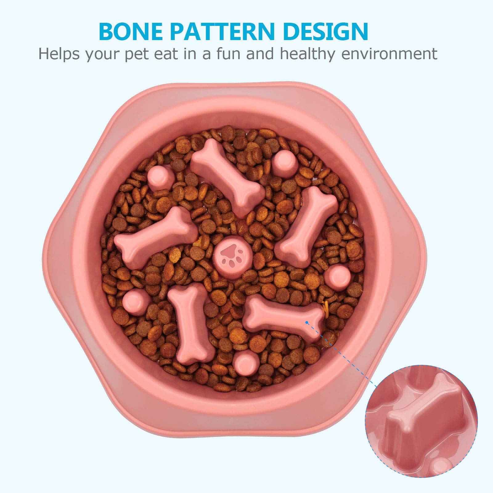 Upsky Slow Feeder Dog Puzzle Bowl, Interactive Bloat Stop Non-Slide Lick Treat Bowl For Small Medium Dogs (Pink)