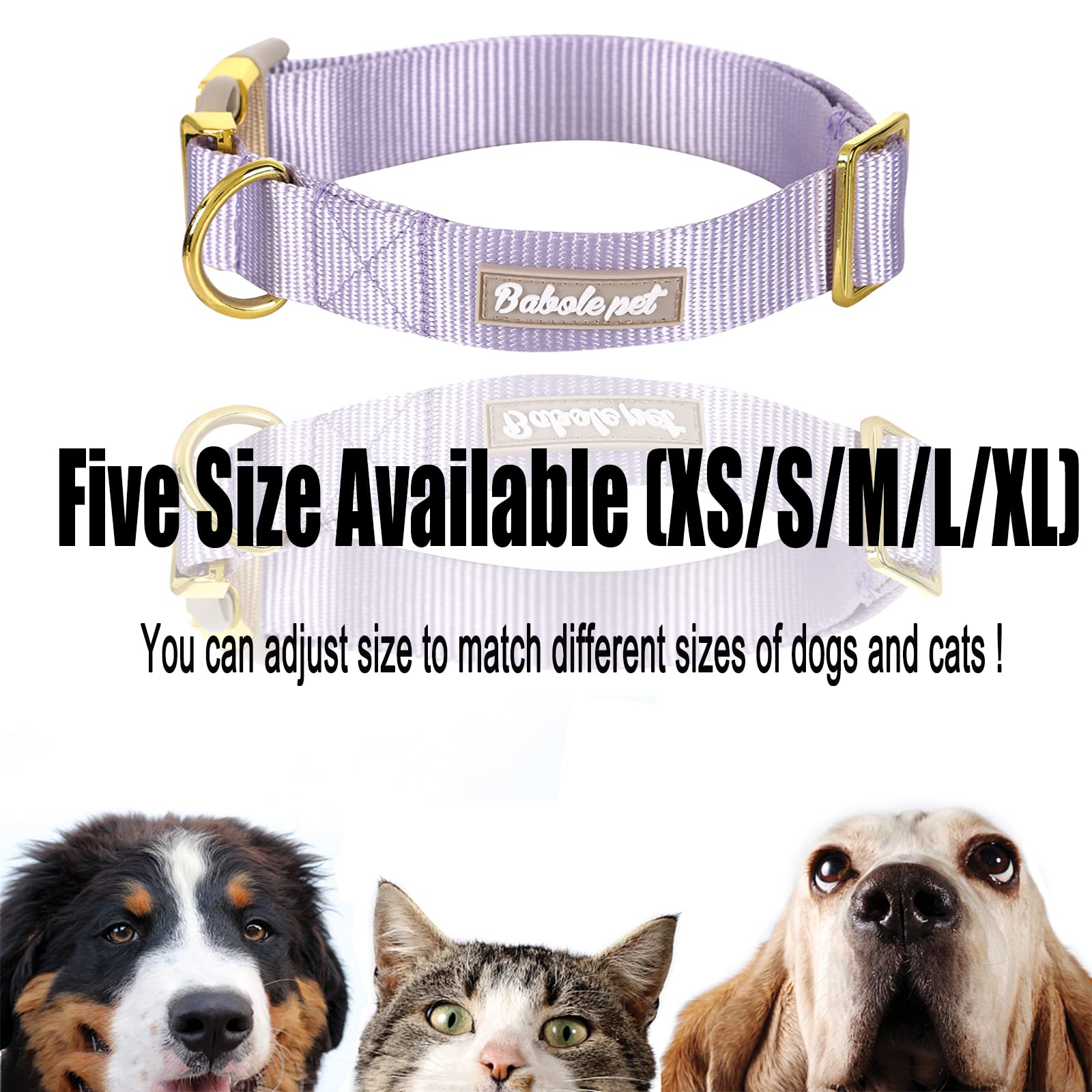 Babole Nylon Dog Collars Lavender For Small Puppy Dog,13 Colors,Adjustable Soft Comfortable Pet Collars With Safety Metal Buckle For Medium Large Boy&Girl&Female Dog(Xs)