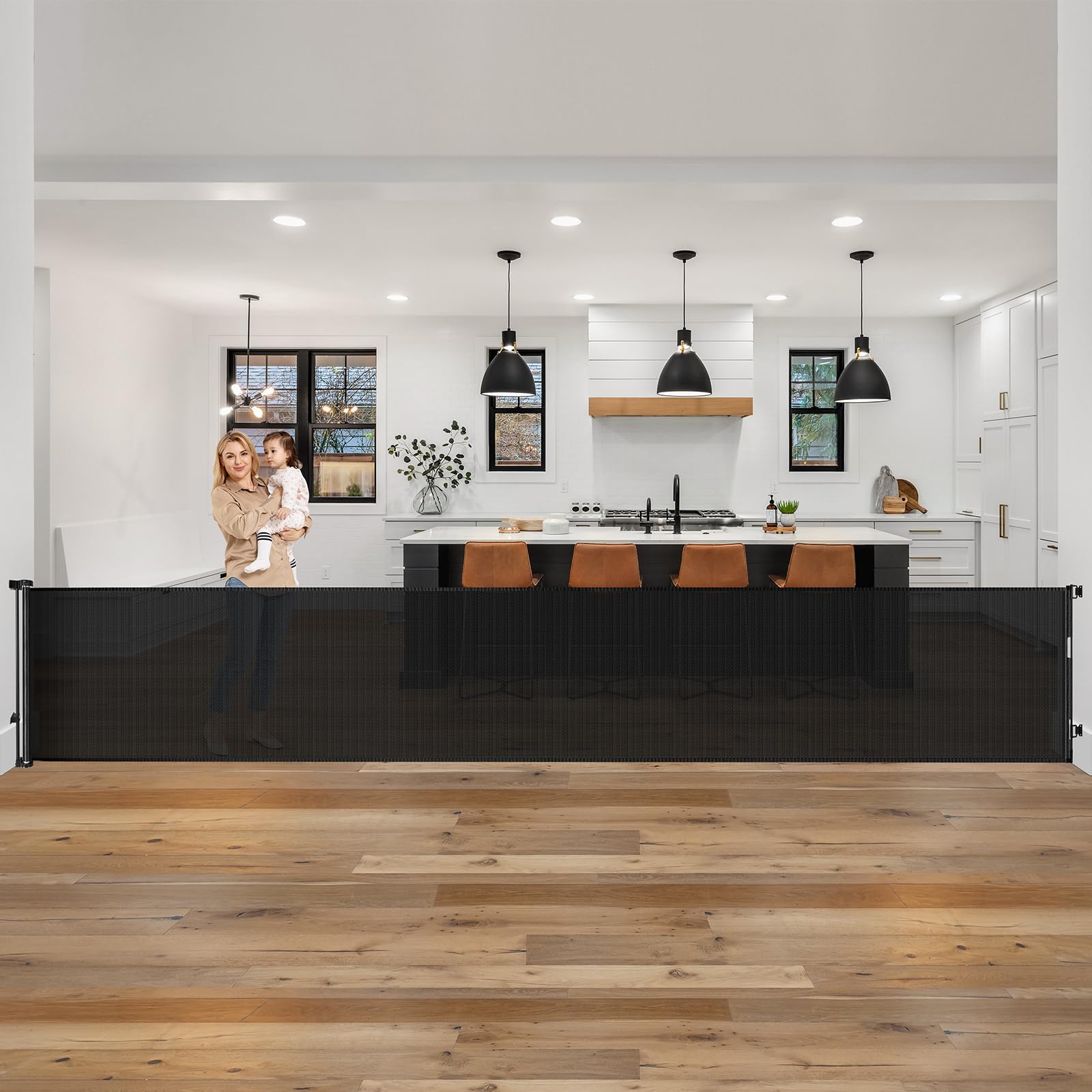 185 Inch Extra Long Baby Gates for Large Openings, Retractable Baby Gates Extra Wide Retractable Dog Gate Outdoor Retractable Ga