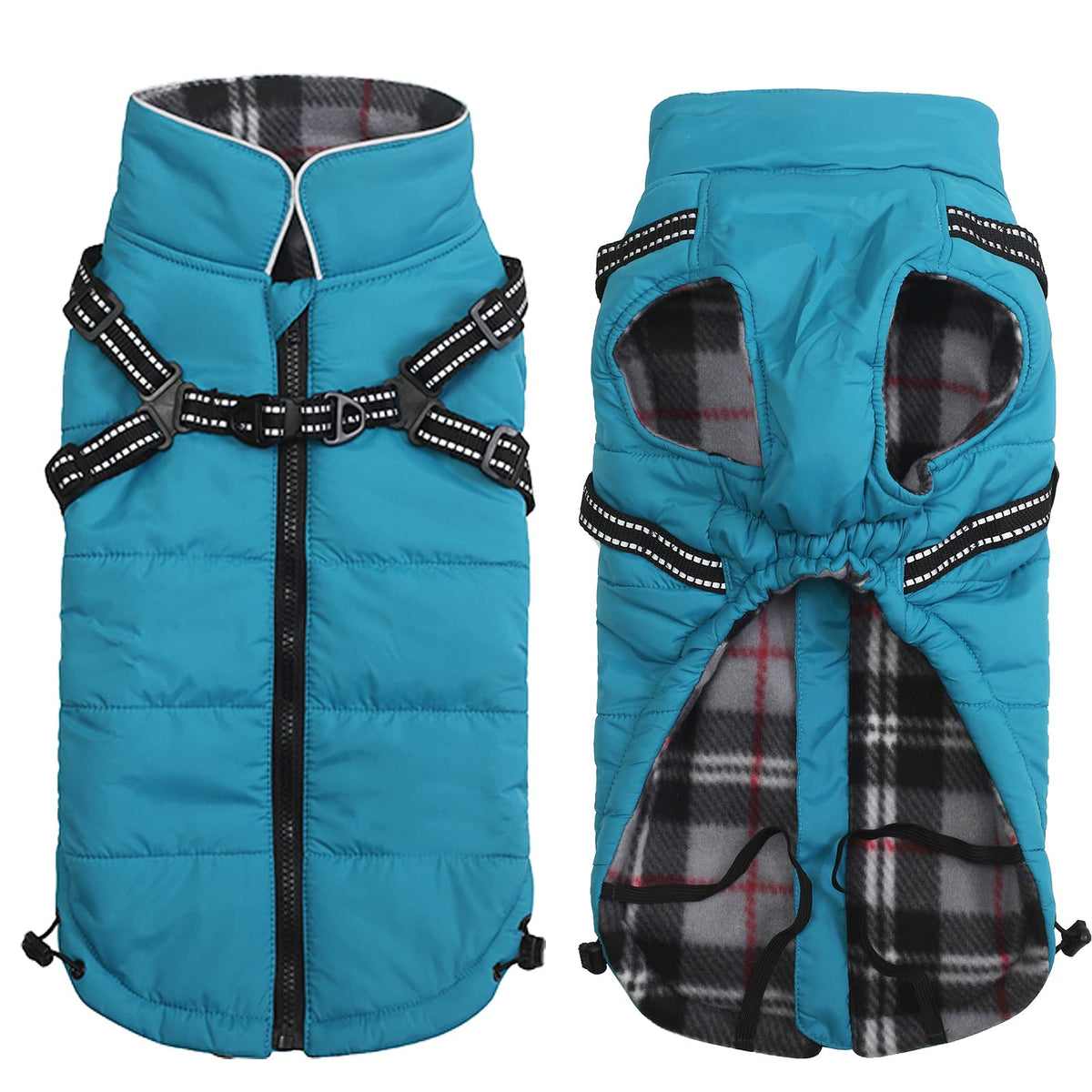 Winter Warm Coat Geyecete Waterproof Dog Winter Jacket With Harness Traction Belt,Pet Outdoor Jacket Dog Autumn And Winter Clothes For Medium, Small Dog-Blue-Xs