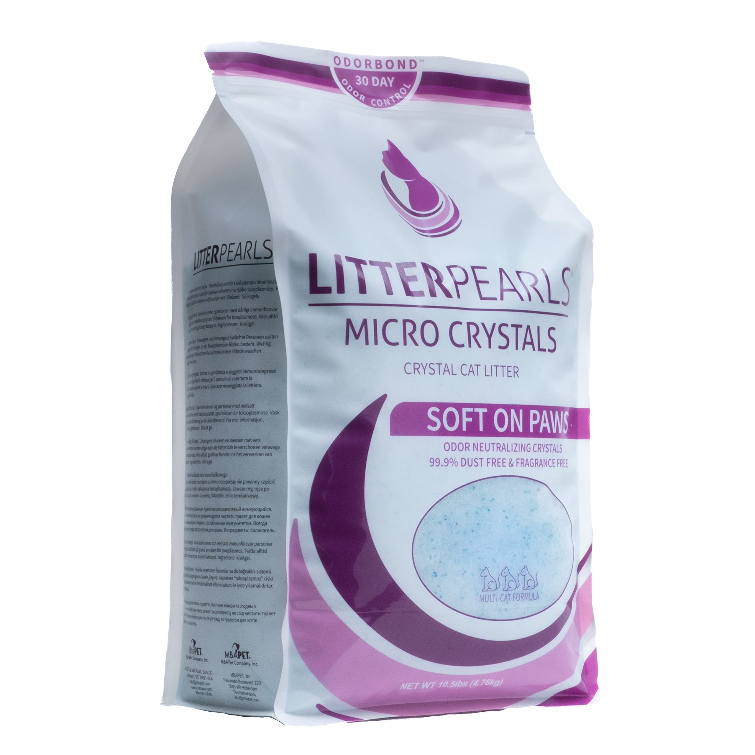 Litter Pearls Micro Crystals Unscented Non-Clumping Crystal Cat Litter With Odorbond, 10.5 Pounds