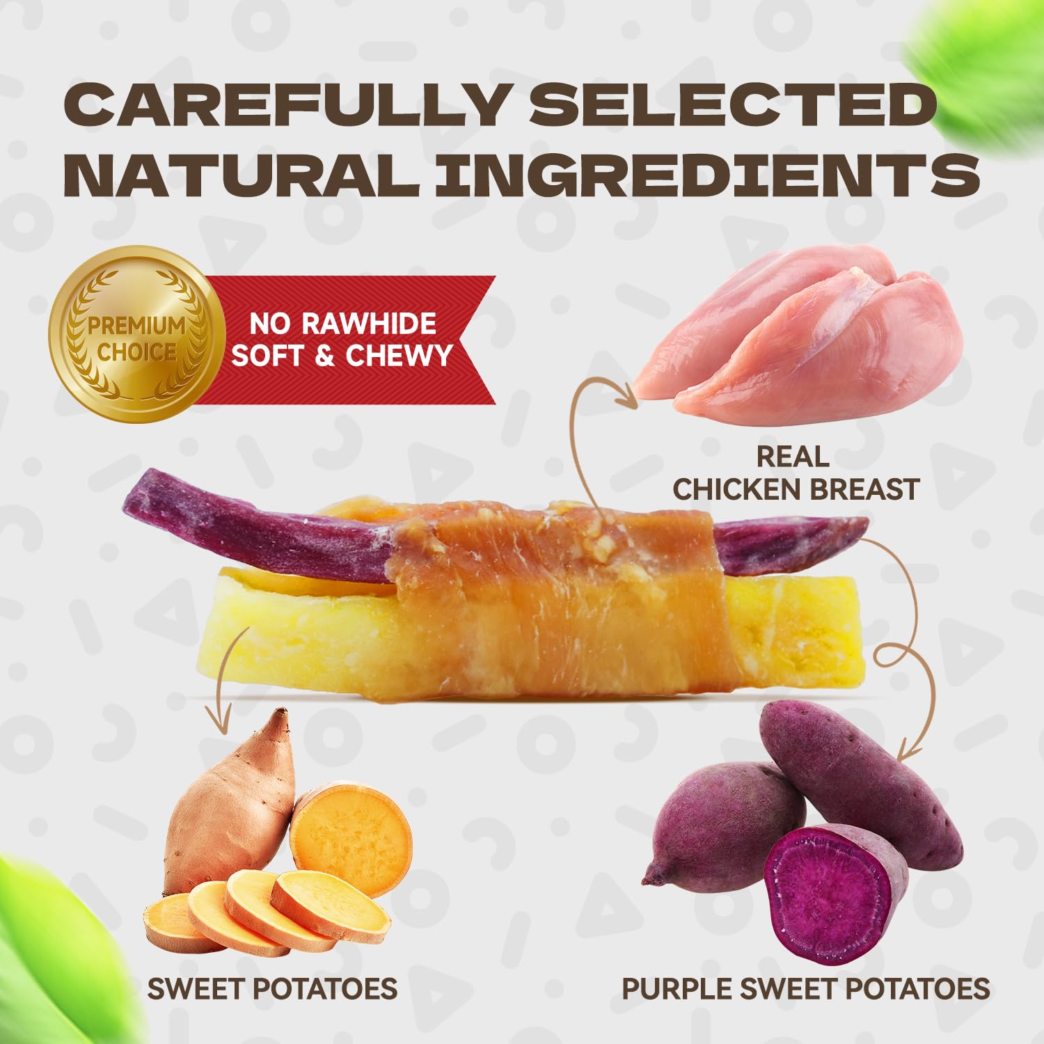 KUADELRO Chicken Wrapped Double Sweet Potato Dog Treats, Real Chicken Jerky Training Treats High Protein Dog Soft Chews for Smal