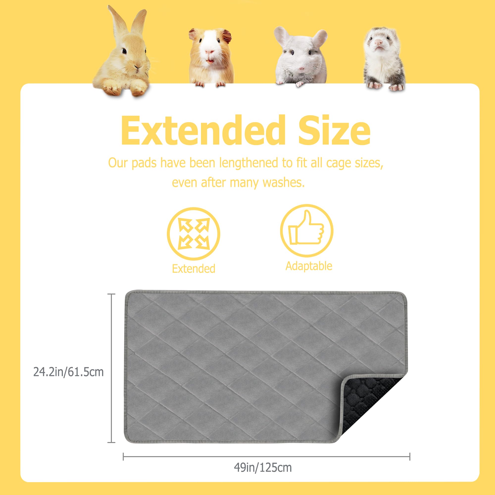 Guinea Pig Bedding, Fleece Cage Liner, Midwest 49X24 In 2Pack, Super Absorbent & Odor Control & Waterproof & Reusable Washable G