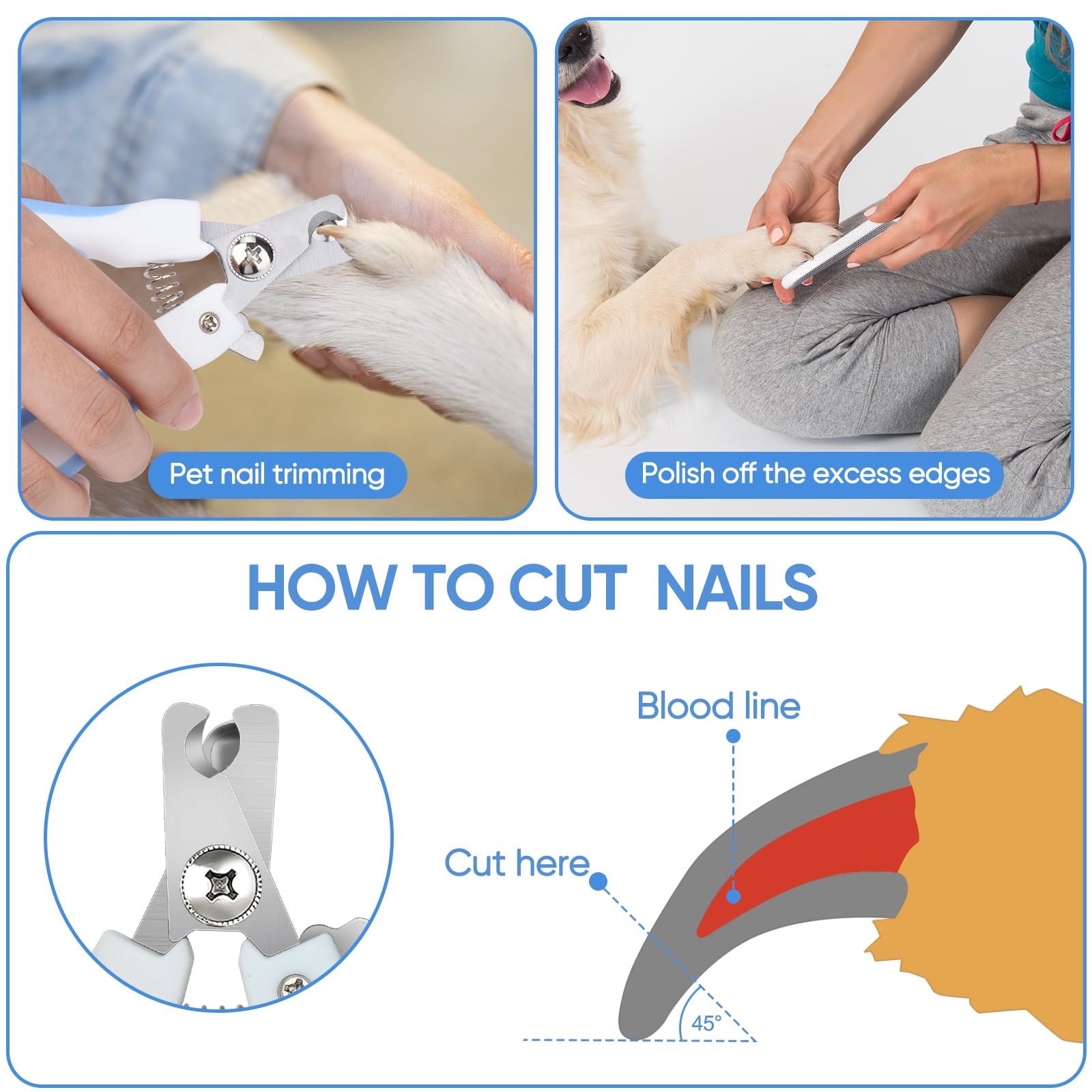 Dog Grooming Scissors Kit,Includes Curved Thinning Straight Scissors,Comb,Grooming Nail Clipers,Nail Trimmer,Dog Grooming Scisso