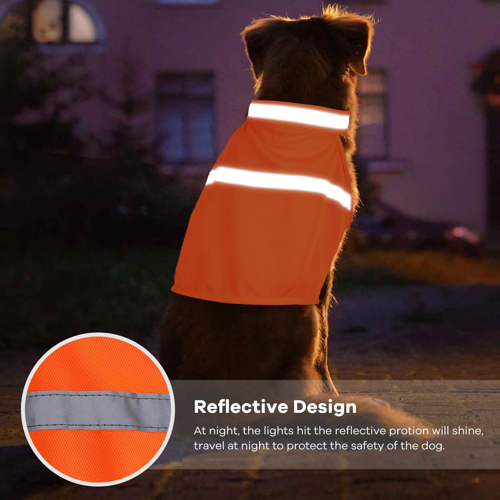 Dog Jacket High Visibility Safety Reflective Dog Vest For Small Medium Large Dogs (X-Large, Orange)
