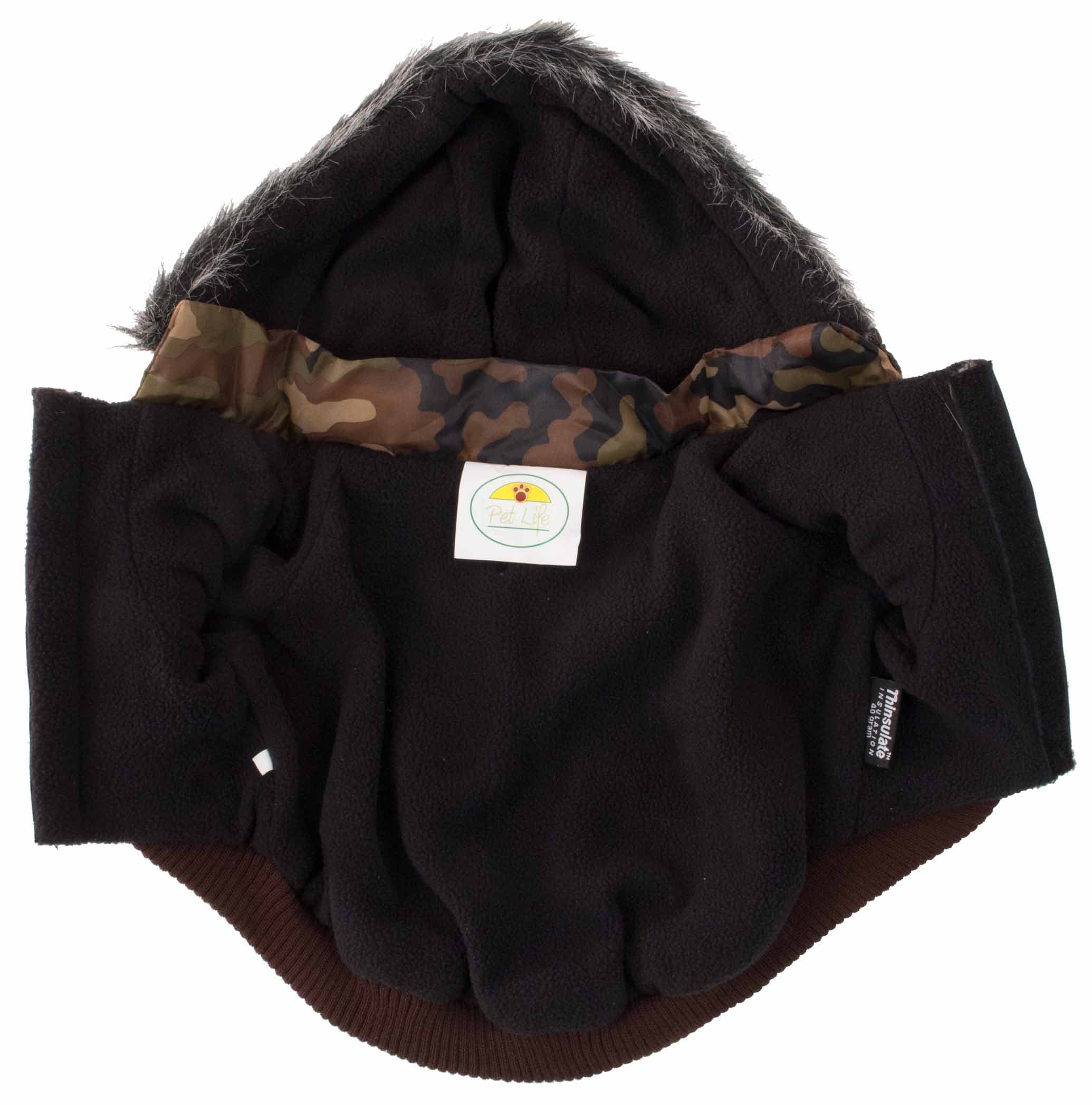 Pet Life DPF00013 Metallic Ski Parka Dog Coats with Removable Hood, Small, Camouflage