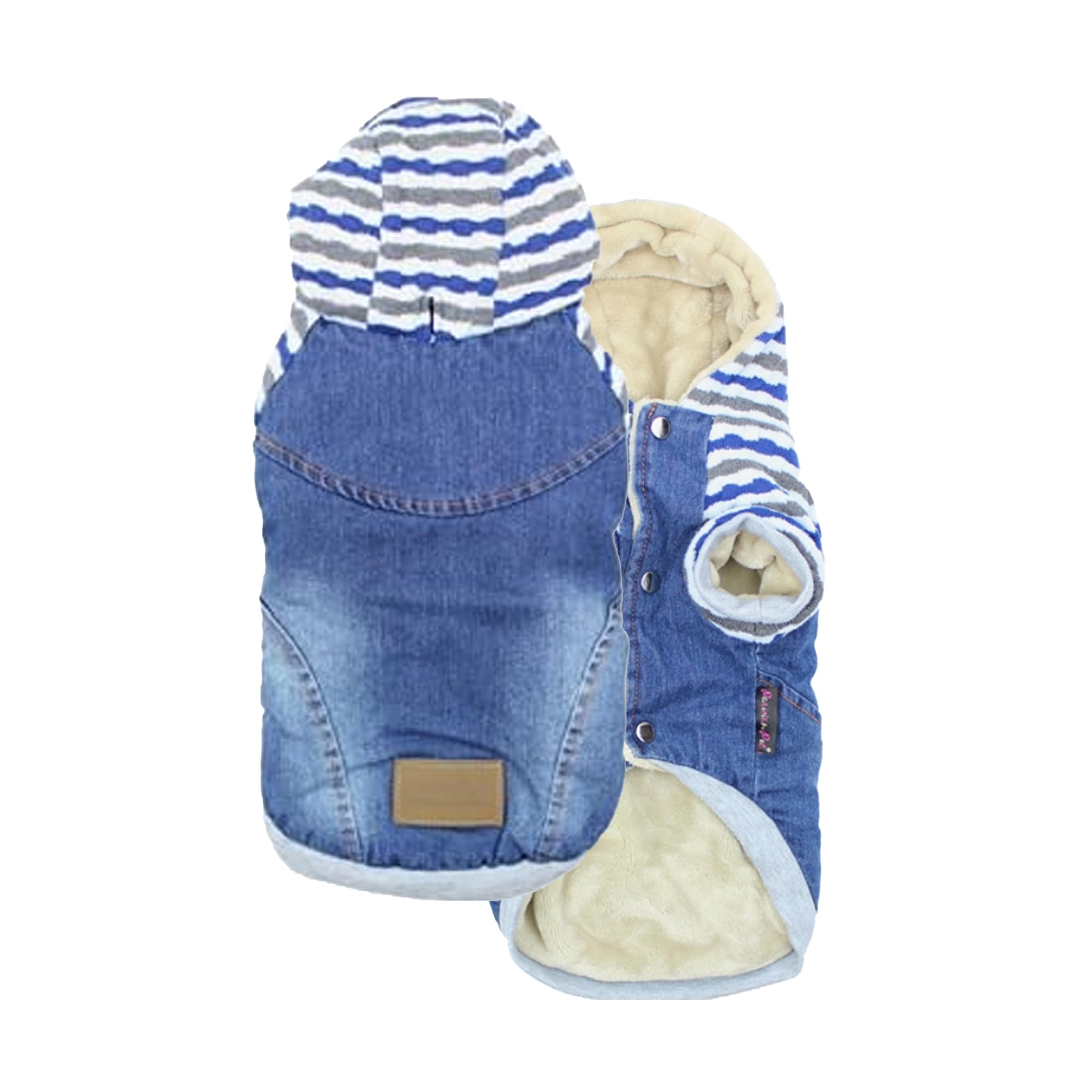 Parisian Pet Basic Dog Hoodie - Lightweight Denim Striped Hoodie - Dog Sweatshirt - Pullover Hoodies For Dogs With Leash Hole An