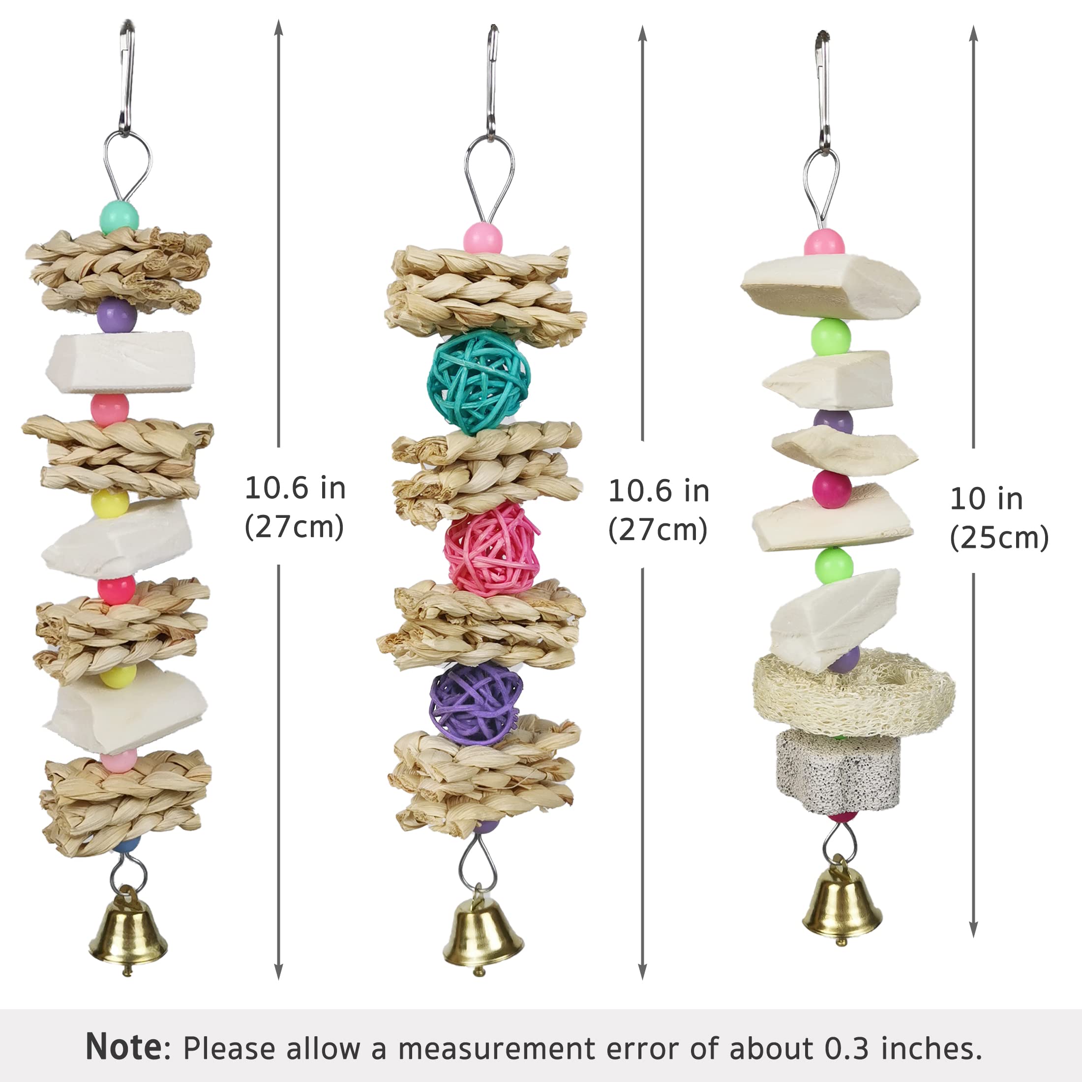 Parrot Chewing Toys (6 Pcs) Natural Cuttlebone Bird Beak Trimmer Grinding Stone Lava Block Calcium Stone Bird Perch Cage Toys Fo