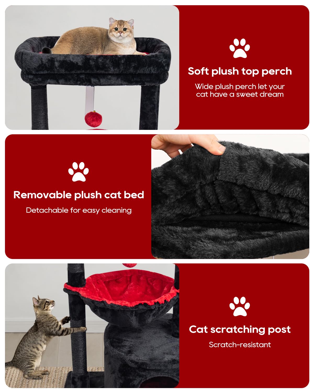 Syandlvy Gothic Cat Tree With Coffin Bed For Indoor Cats, Small Cat Tower With Scratching Post, Modern Activity House Condo With