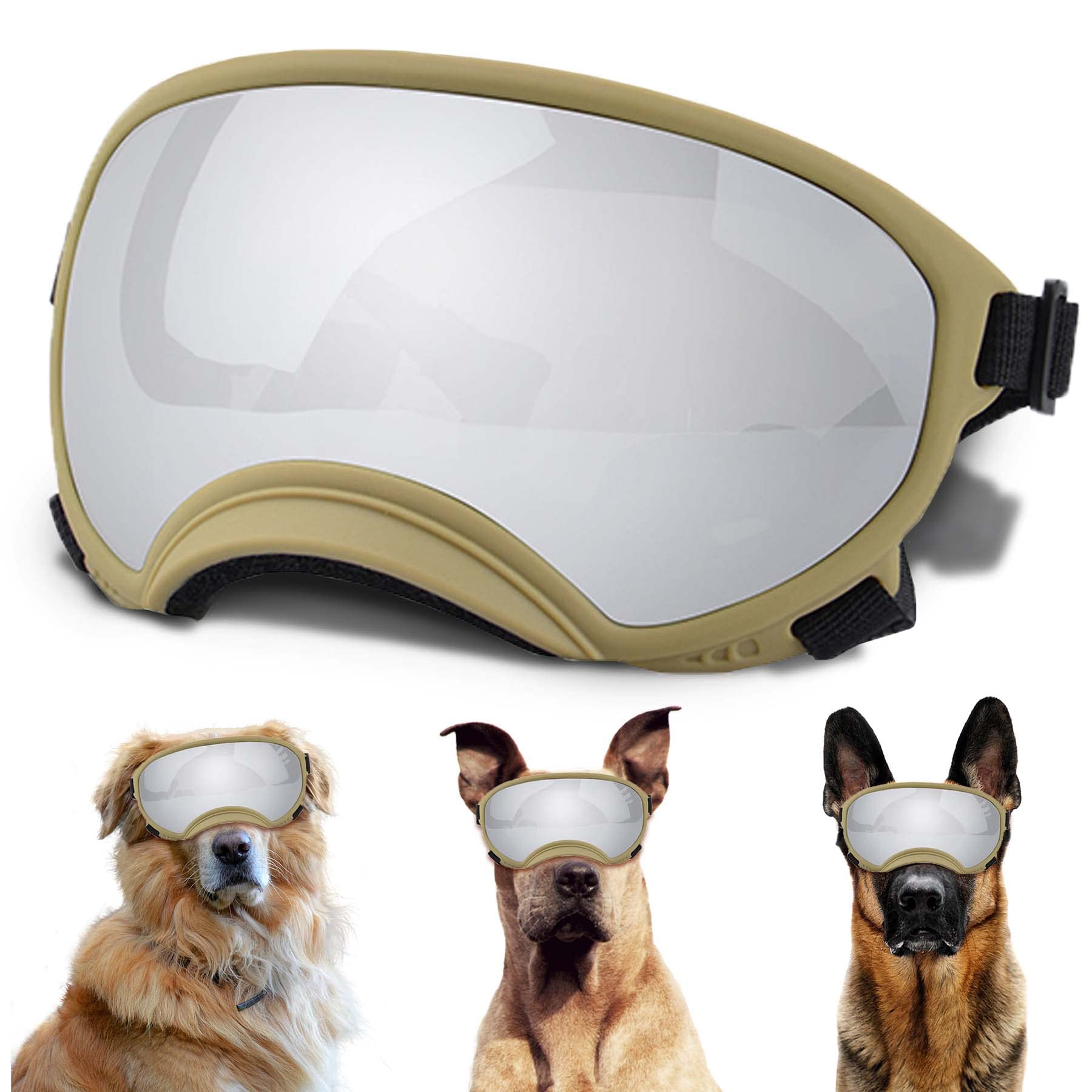 Winproof Large Dog Sunglasses With Adjustable Strap, Uv Protection, Soft Goggles For Medium-Large Dogs