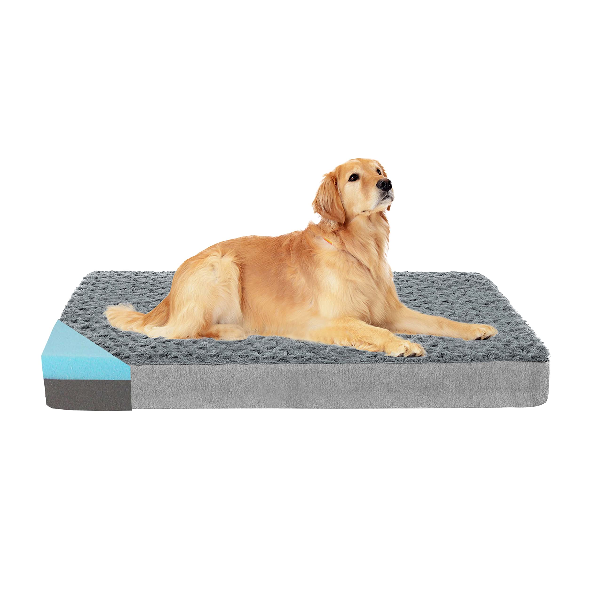 Gohoo Pet Orthopedic Memory Foam Dog Bed, Cooling Dog Beds For Extra Large Dogs -Waterproof Pet Bed For Crate With Removable Washable Cover, Ideal For Arthritic Dogs, Xl(41Inch,90Lbs)