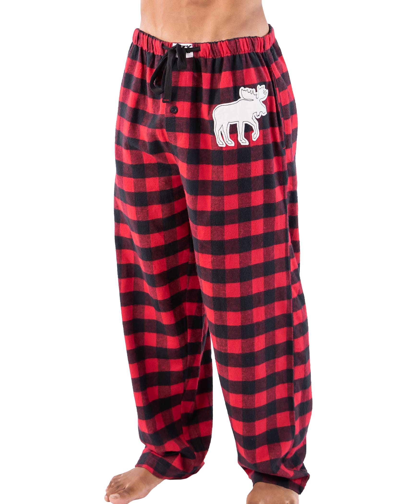 Lazy One Flannel Pajama Pants For Men Mens Separate Bottoms Lounge Pants Animal Plaid (Moose Plaid Medium)