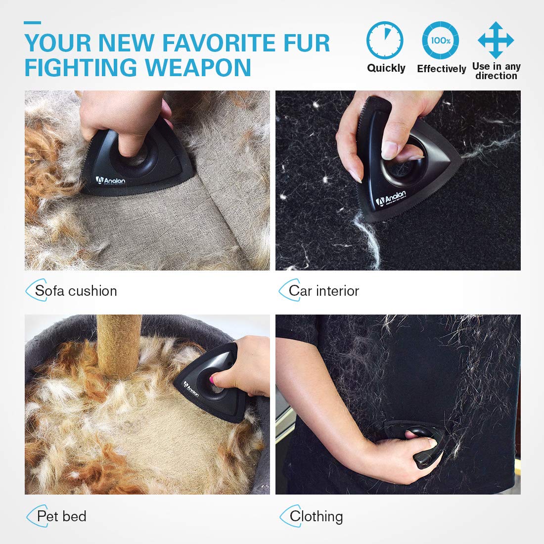 Analan Mini Pet Hair Remover For Car Detailing Supplies, Carpet Dog Hair Remover For Car Interior, Triangle Dog Hair Remover For Auto Detailing, Couch, Furniture, Lint, Carpet (Punk Pink)