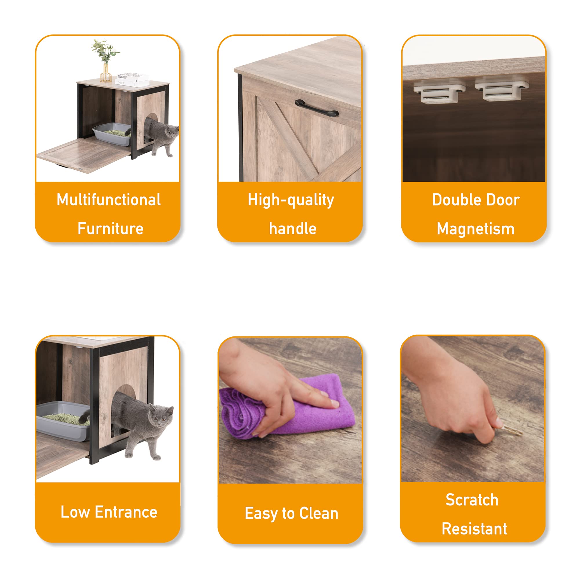 Dwanton Cat Litter Box Furniture Hidden, Cat Litter Box Enclosure, Reversible Entrance Can Be On Left Or Right Side, Indoor Cat
