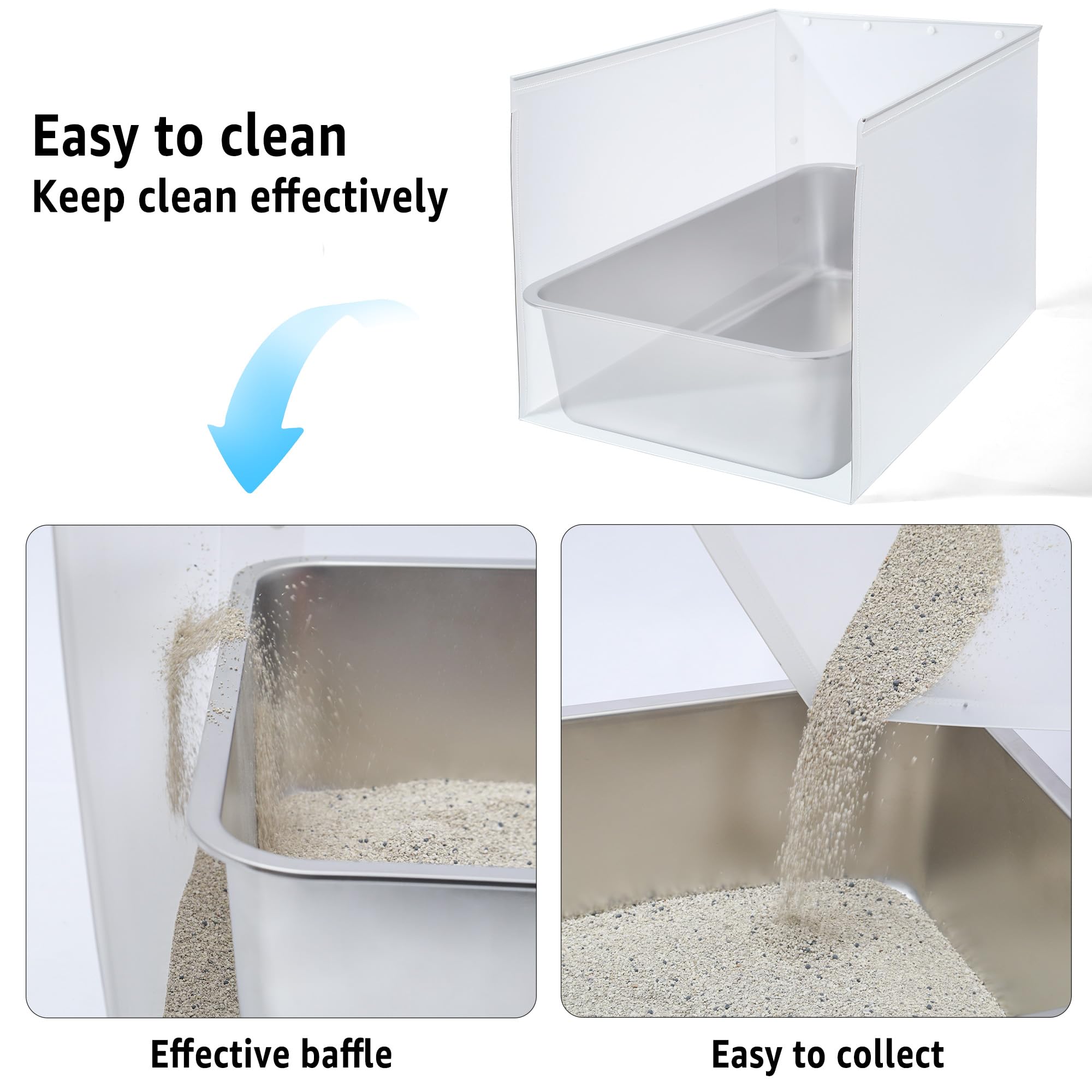 Jimeiqi Stainless Steel Litter Box 2 Pack, 17.5''X13.6''X13'' Standard Metal Cat Box With 15.7In High Sided Pee Shield, Non Stic