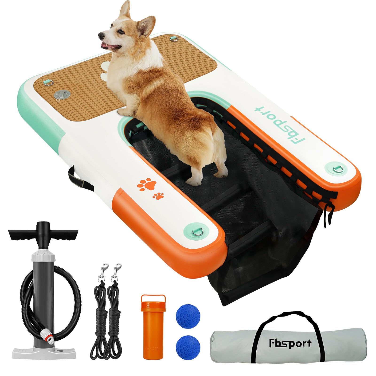 Fbsport Inflatable Dog Boat Ramp Floating Dock Water Ramp Ladder For Pool, Boat, Non-Slip Eva Floating Ladder For Dog Up To 220 