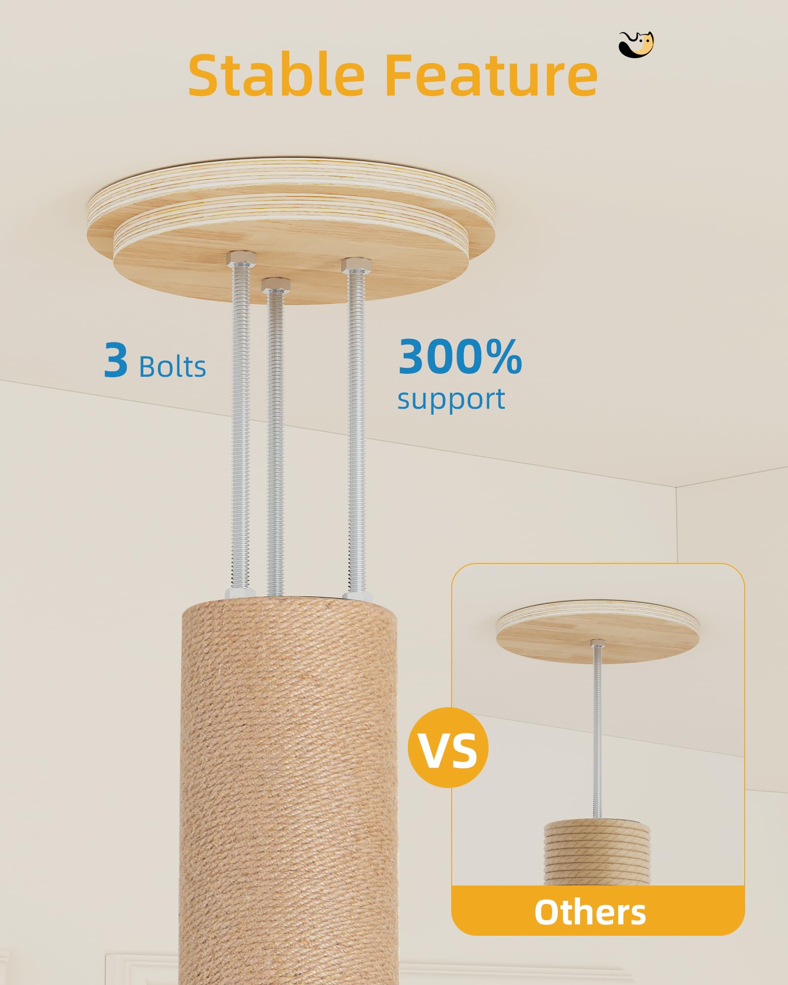 Aechonow Tall Floor To Ceiling Cat Tree For Large Cats, Cat Tower With Scratching Post, Adjustable Height(82-122 In), Large Cond