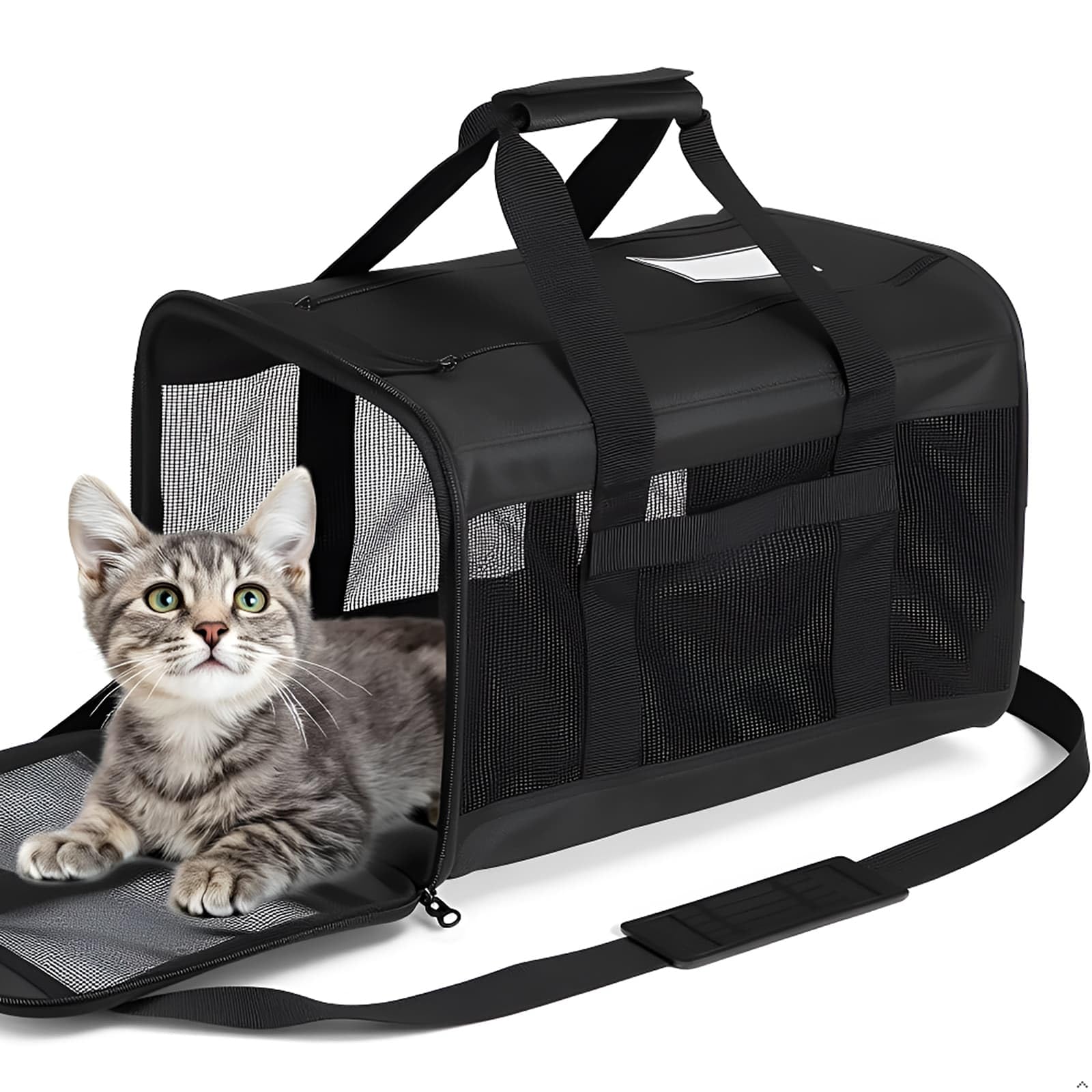 SAIBOKE Cat Dog Pet Carrier for Medium to Large Cats (20+ lbs) and Small Dogs -Top Loading, Portable & Collapsible Cat Travel Ba