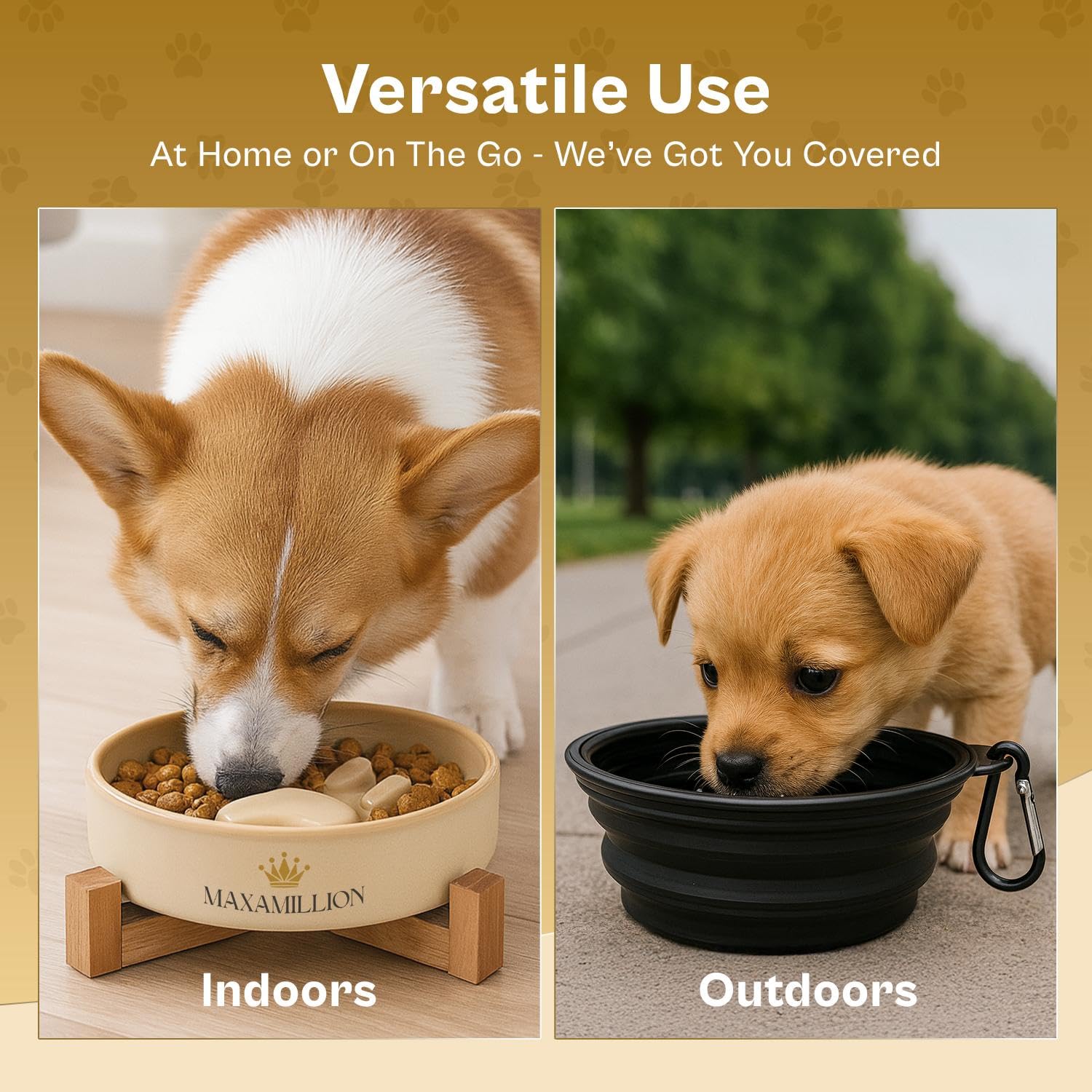2 Ceramic Slow Feeder Dog Bowls for Small & Medium Dogs - Heavy Puzzle Maze Ceramic Dog Bowl for Fast Eaters to Stop Bloat, Vomi