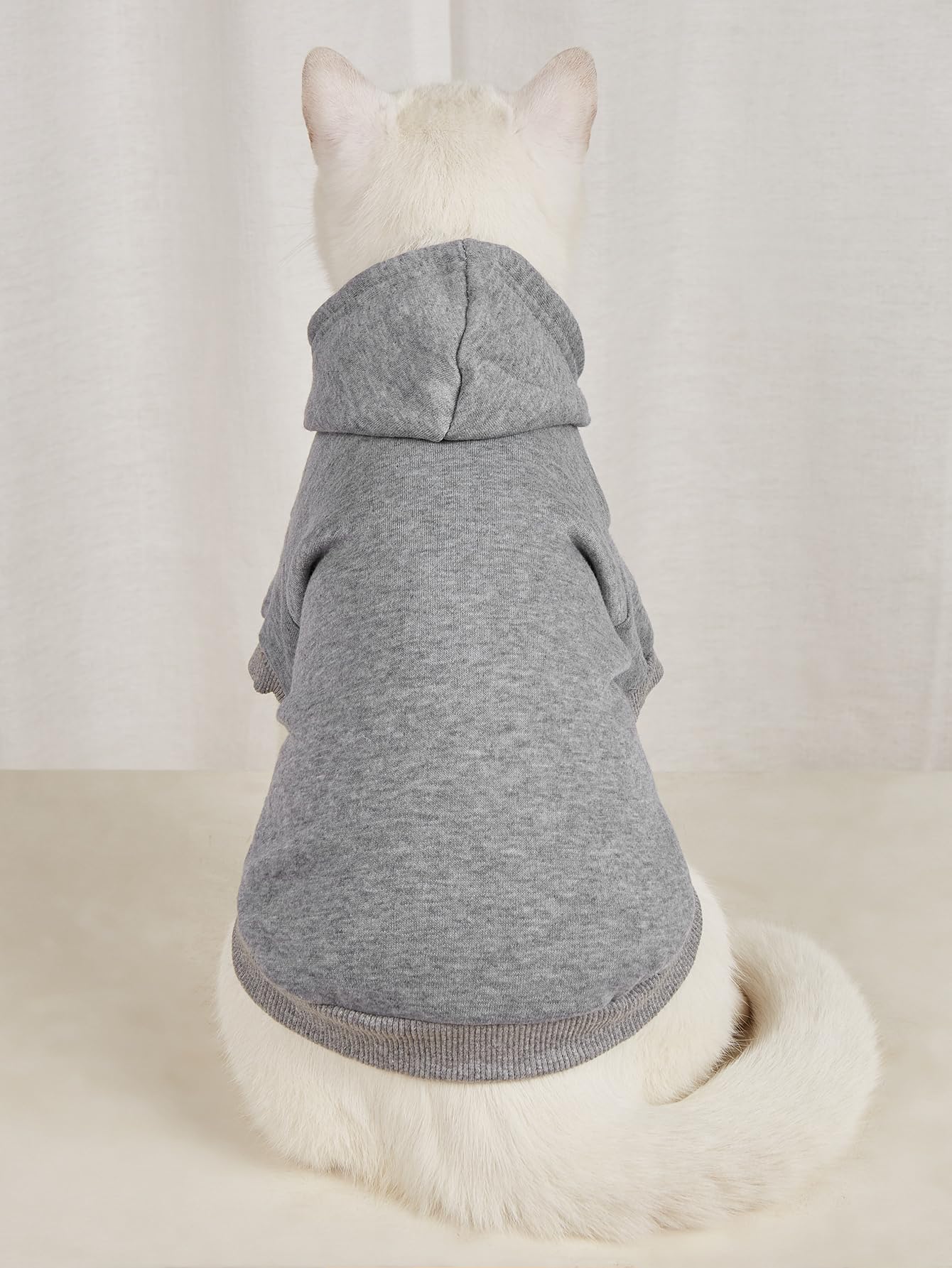 Qwinee 2Pcs Basic Dog Hoodie & Cat Apparel - Dog & Cat Jacket For Small To X-Small Puppies & Kittens - Black & Grey