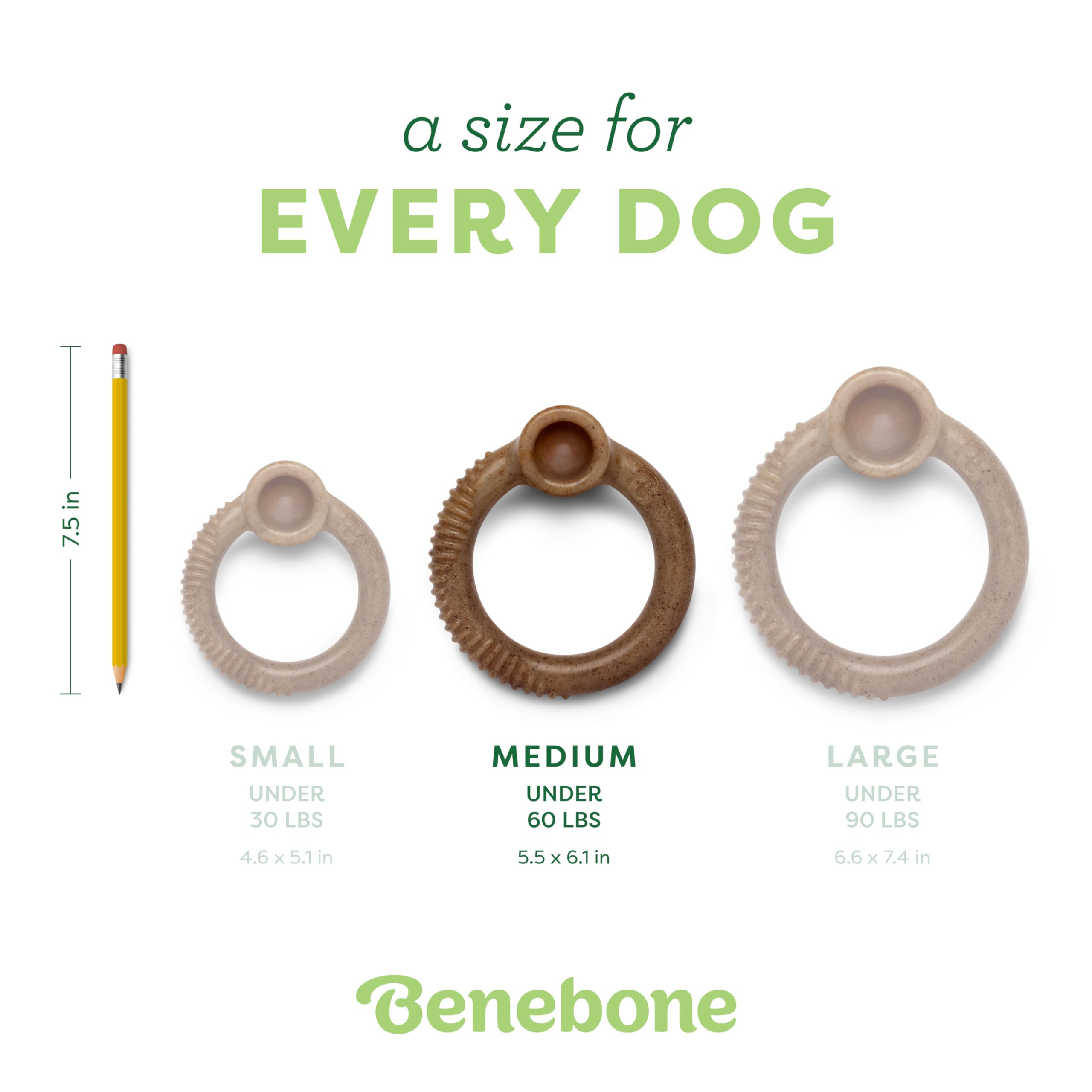 Benebone Ring Durable Dog Chew Toy For Aggressive Chewers, Real Bacon, Made In Usa, Medium