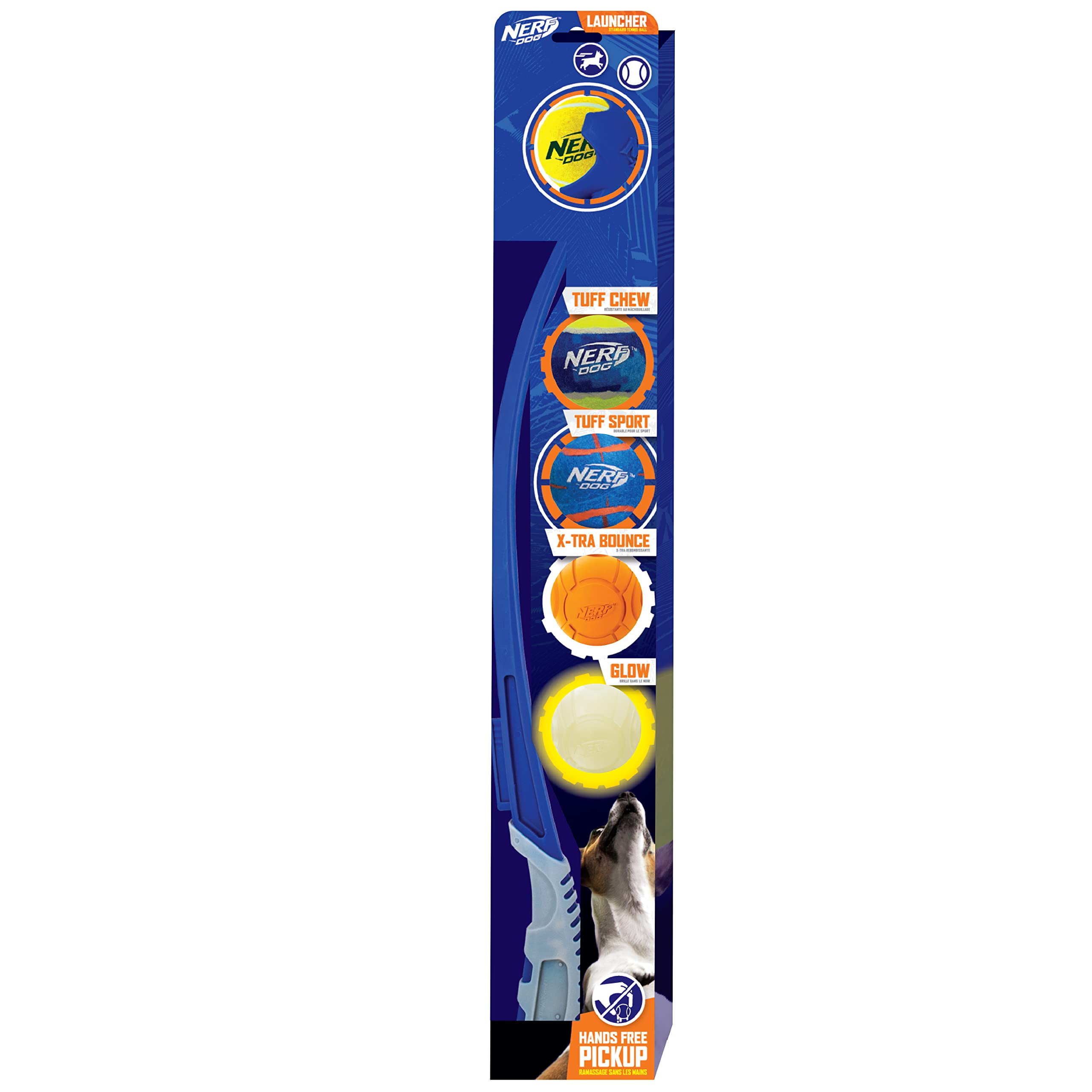 Nerf Dog 25In Translucent Air Strike Thrower, Dog Toy Gift Set With Five 2.5In Balls, Lightweight, Durable And Water Resistant, For Small/Medium/Large Breeds